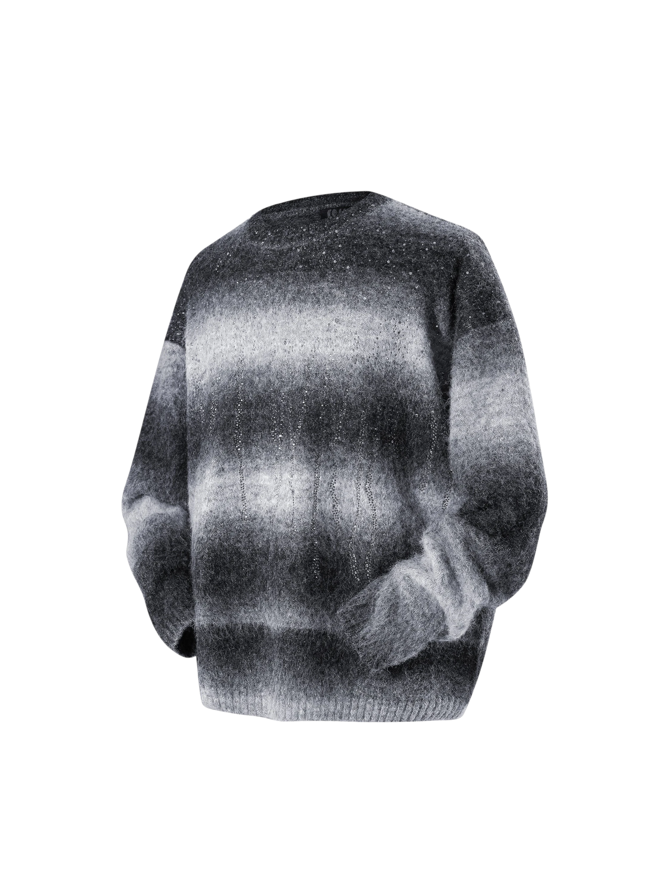 TBHNP Luminous Dawn rhinestone mohair knit sweater — men's streetwear fuzzy knit jumper