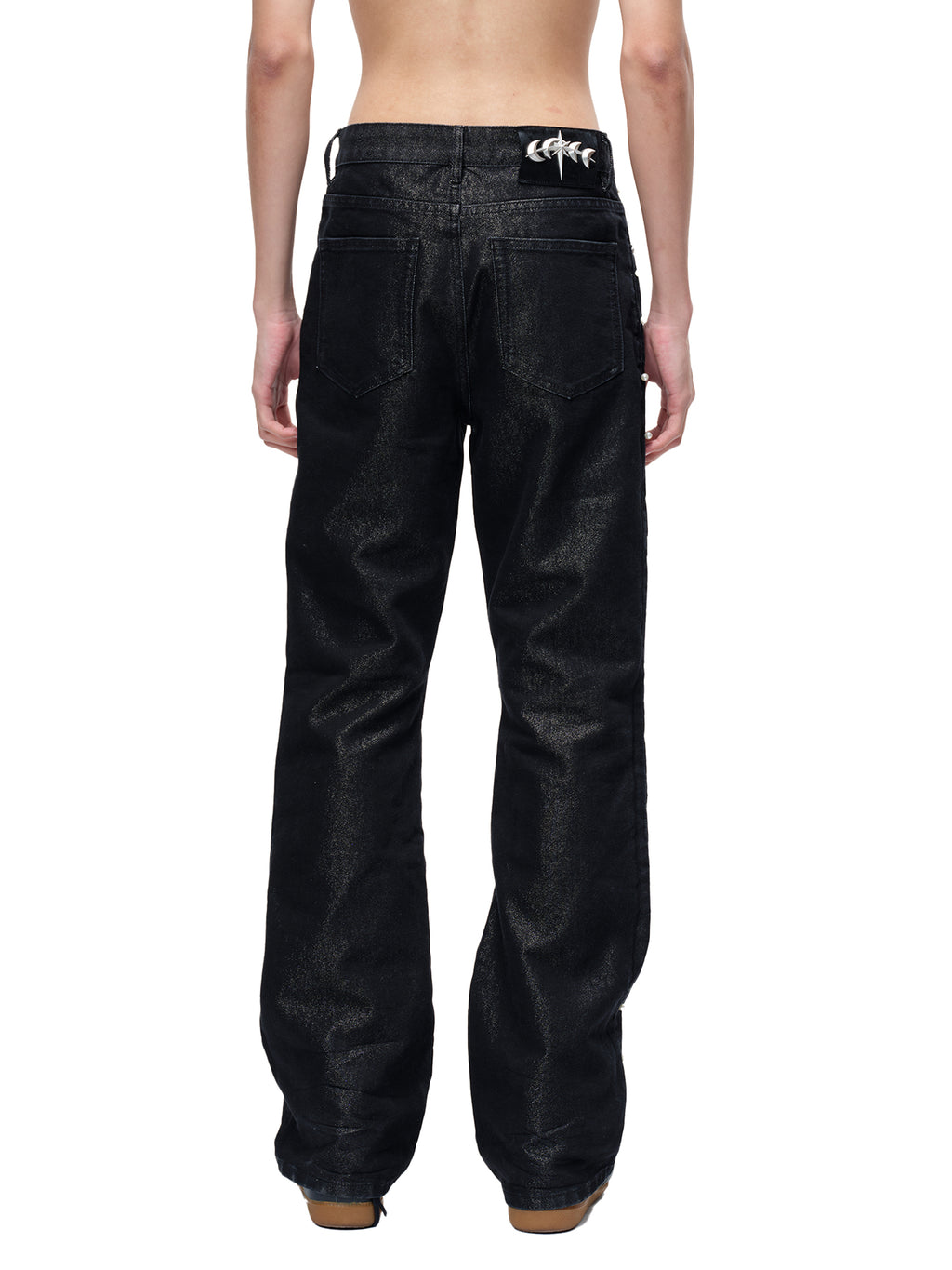 LUMINOUS DAWN ASTRAL METAL LOGO SILKY FLARE JEANS