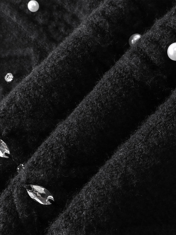 LUMINOUS DAWN RHINESTONE COLLARED CARDIGAN