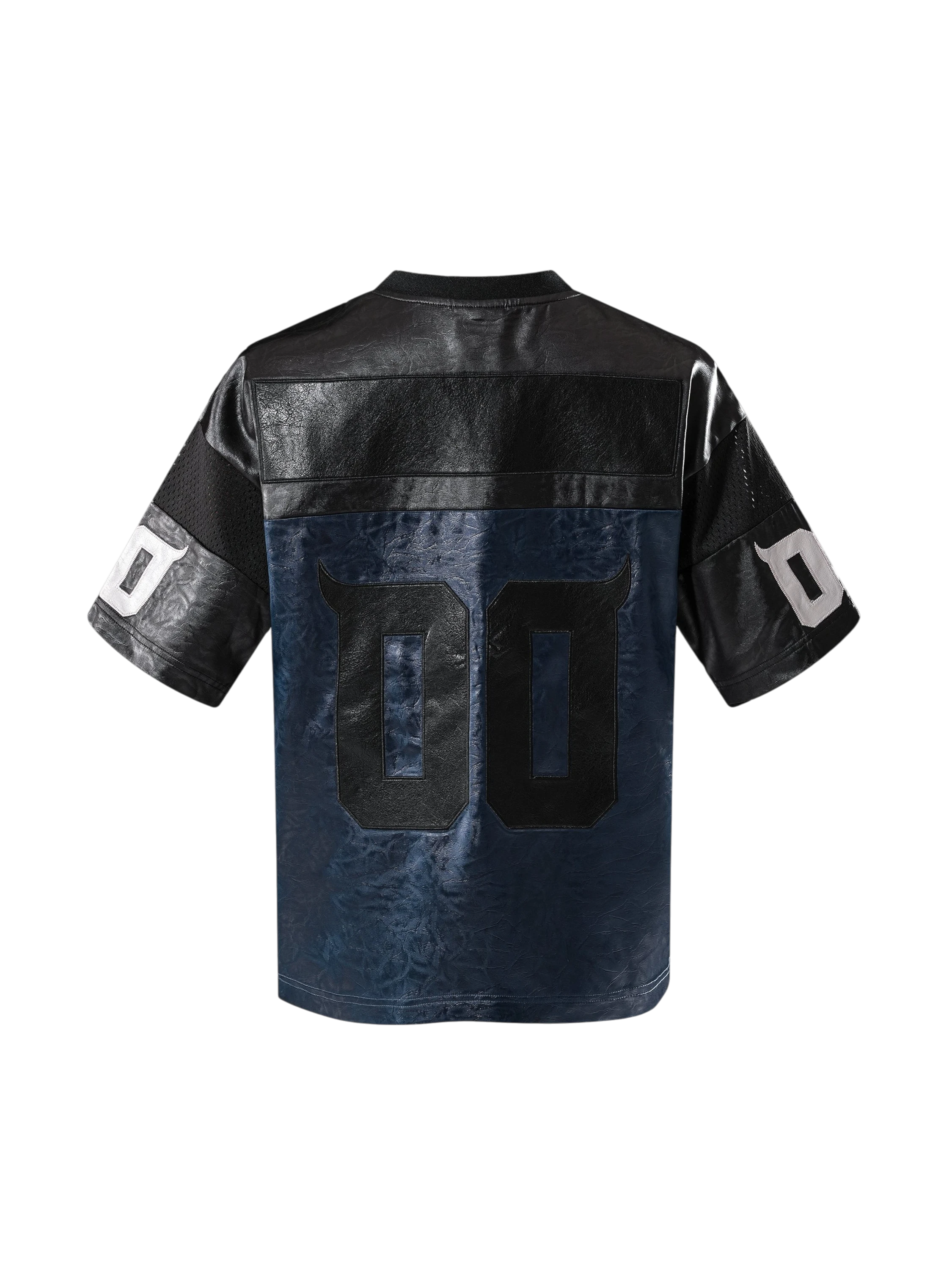 TBHNP Luminous Dawn sword and knight mesh football jersey with leather sleeves, navy blue — men's streetwear jersey