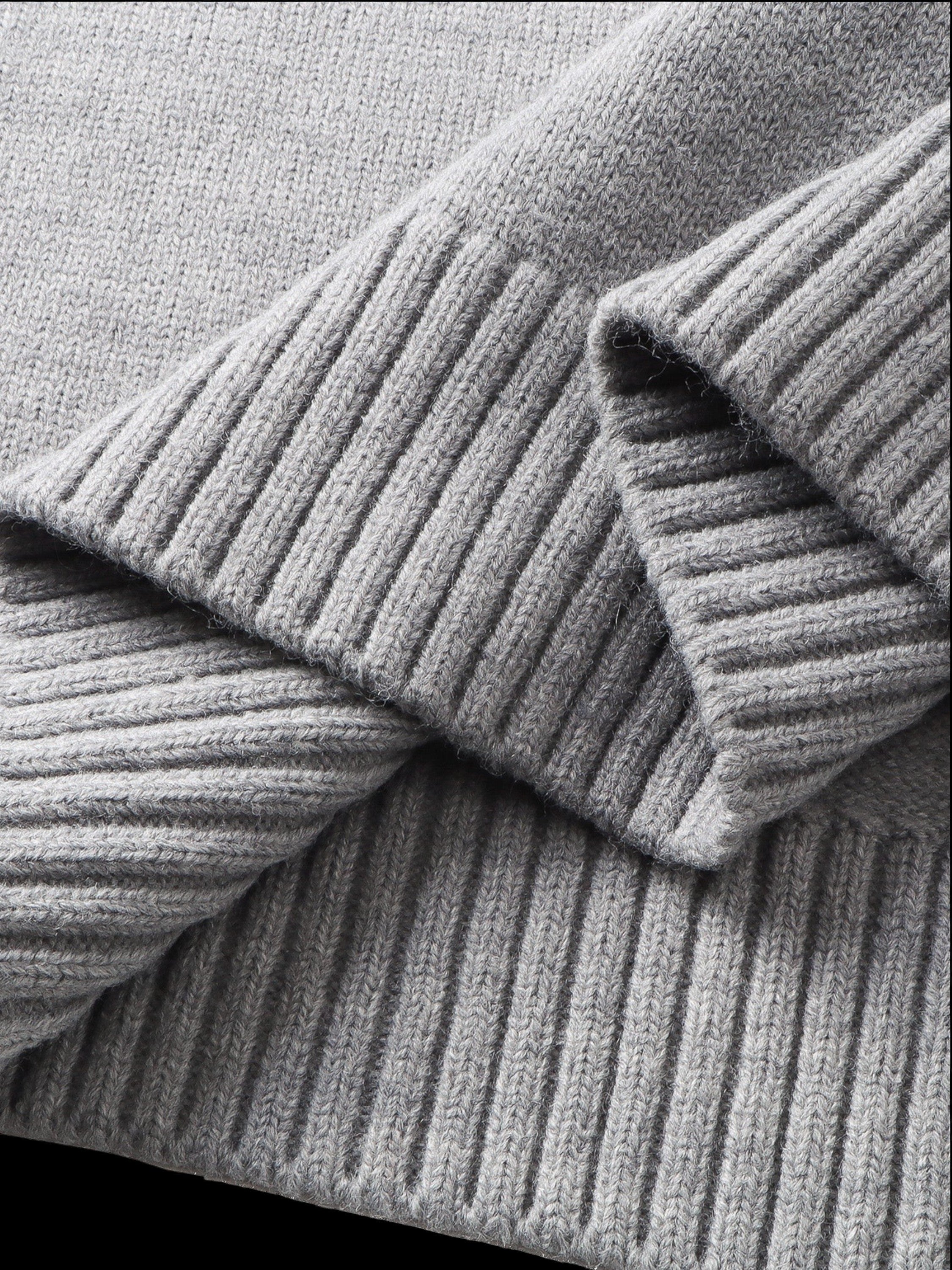 TBHNP Luminous Dawn knight quarter-zip knit sweater, heather grey — men's streetwear knitwear