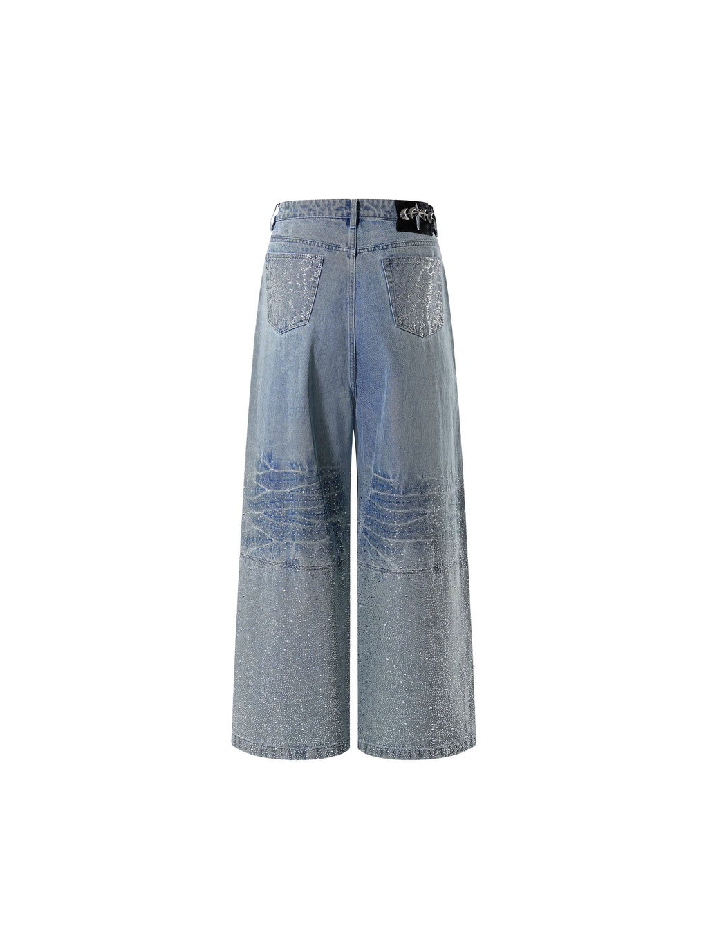 LUMINOUS DAWN RHINESTONE PEARL MESH JEANS