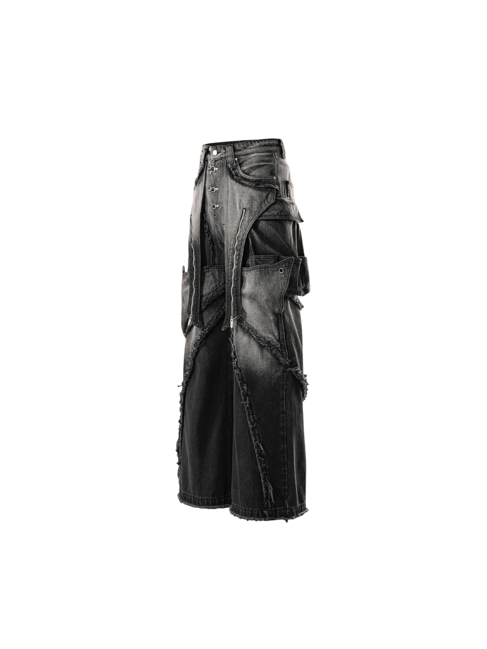 TBHNP Luminous Dawn sculpted bat flare jeans, black — men's streetwear denim