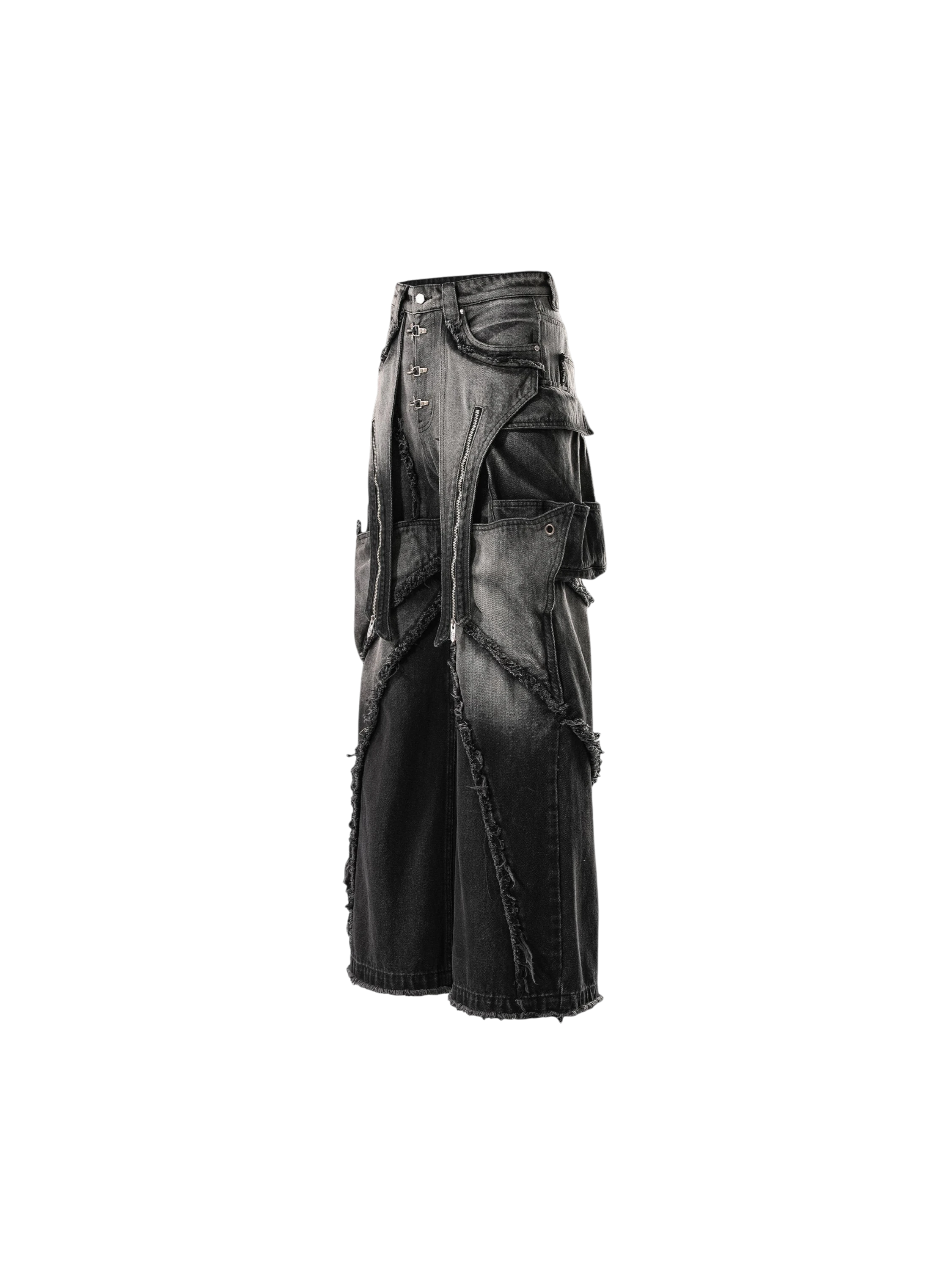 TBHNP Luminous Dawn sculpted bat flare jeans, black — men's streetwear denim