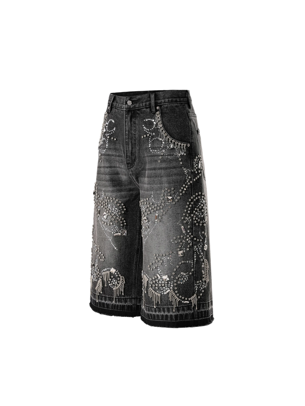 TBHNP Luminous Dawn rhinestone vine cropped wide-leg jeans — men's streetwear denim
