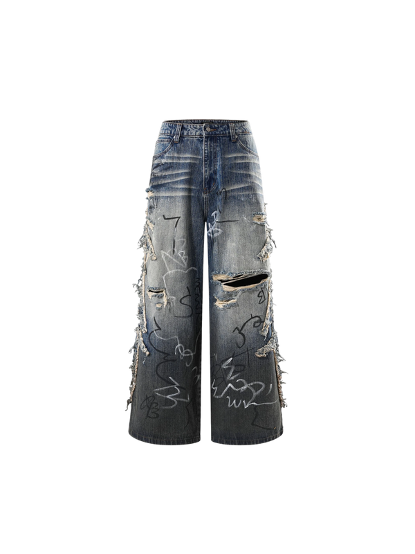 LUMINOUS DAWN GRAFFITI BAGGY 牛仔褲