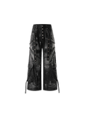 TBHNP Luminous Dawn rivet ribbon baggy jeans, black — men's streetwear denim