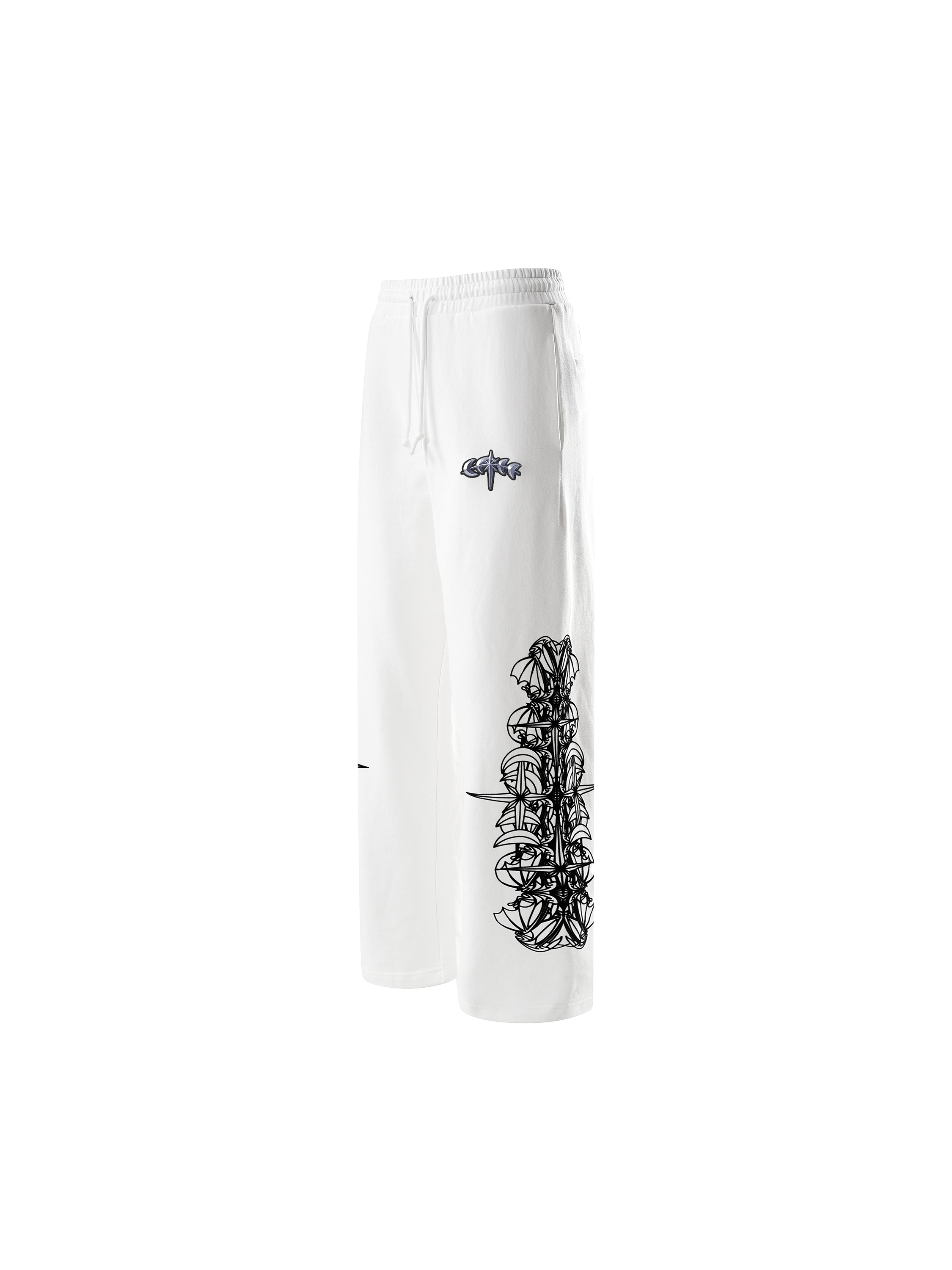 LUMINOUS DAWN ASTRAL LOGO FLOCKED PANTS