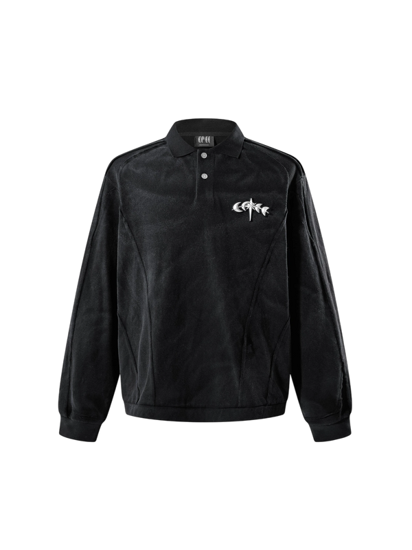 LUMINOUS DAWN STRUCTURED SEAM LONG-SLEEVE POLO
