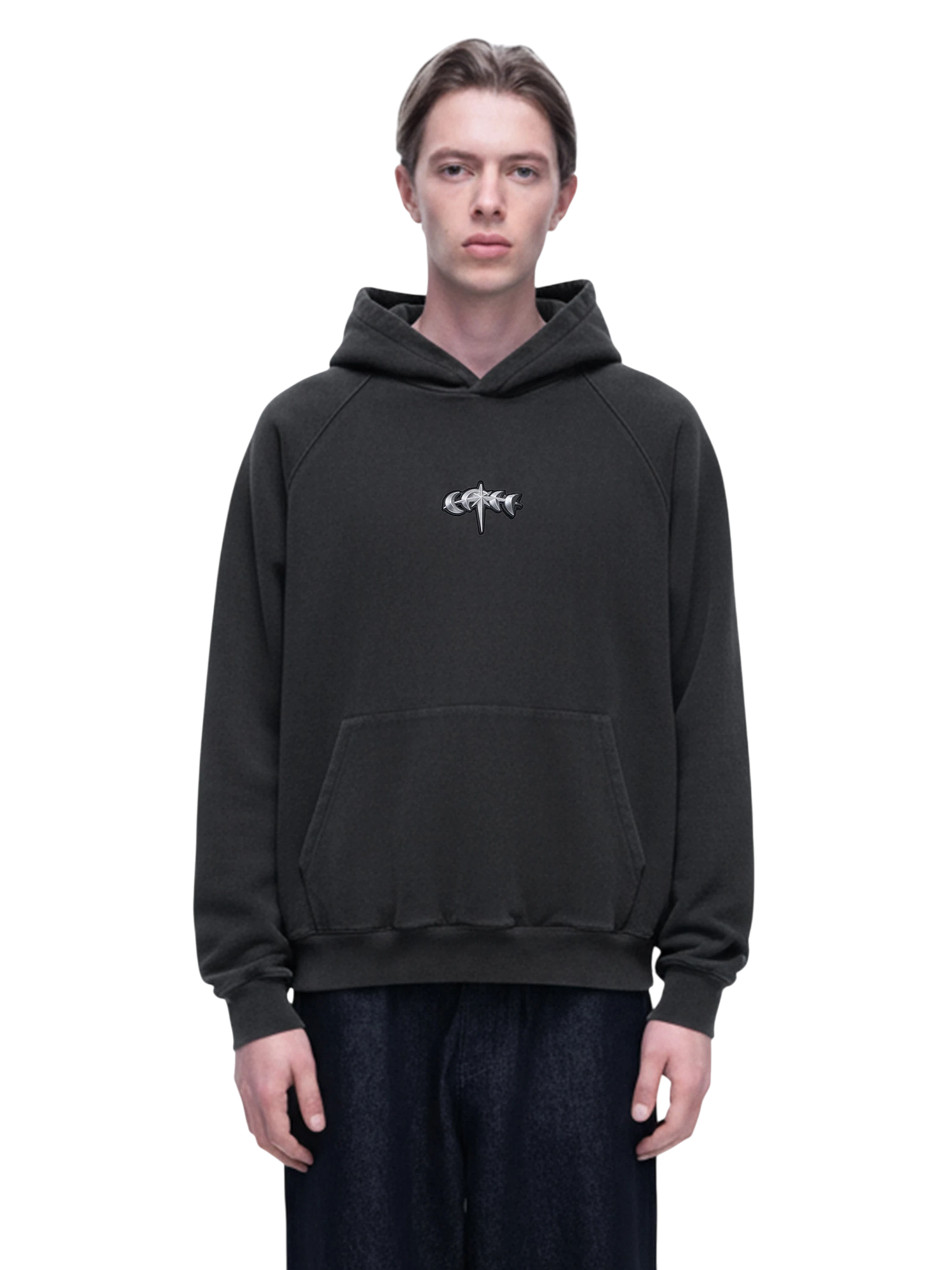 TBHNP Luminous Dawn flocked logo pullover hoodie — men's streetwear hoodie