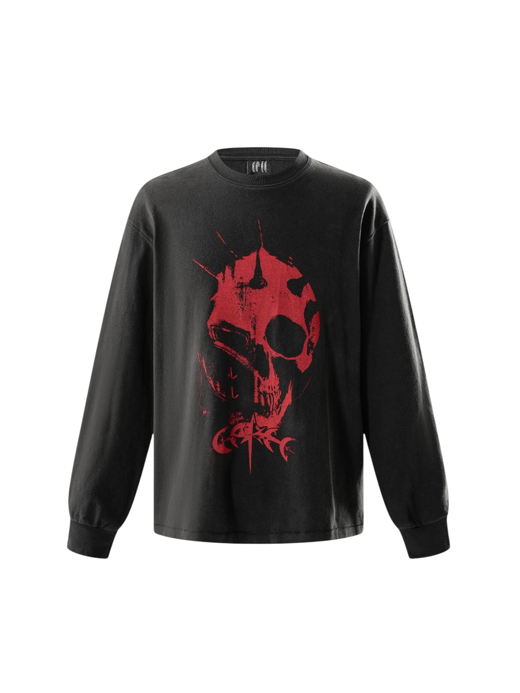 TBHNP Luminous Dawn knight and ghost print long-sleeve tee — men's streetwear graphic tee