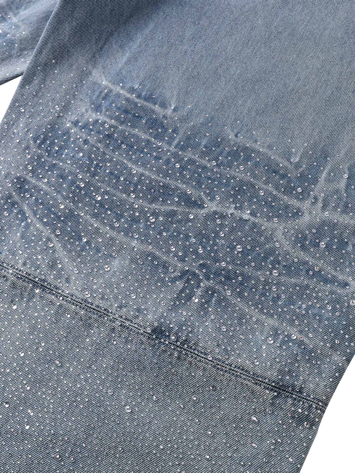 LUMINOUS DAWN RHINESTONE PEARL MESH JEANS