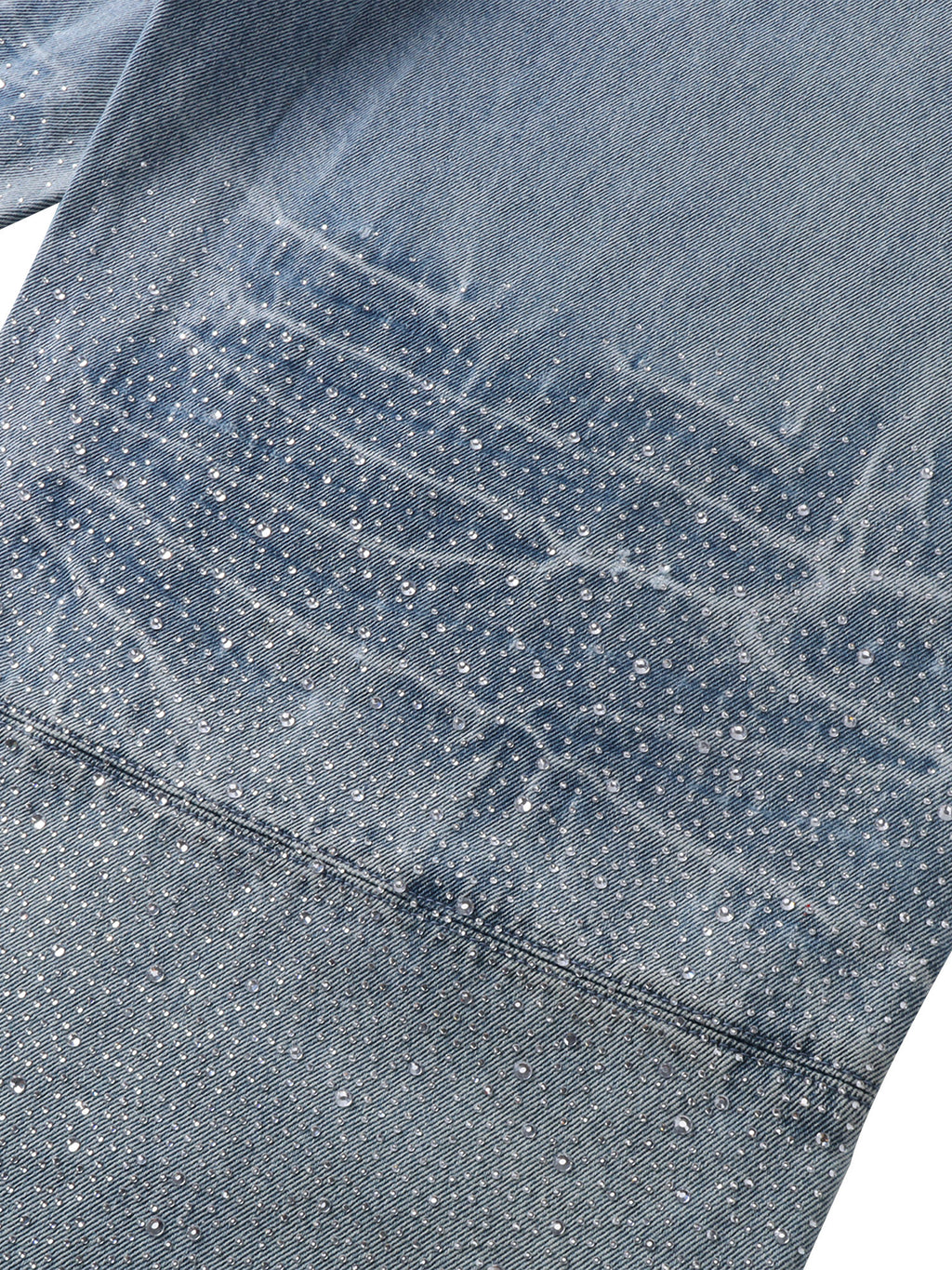 LUMINOUS DAWN RHINESTONE PEARL MESH JEANS