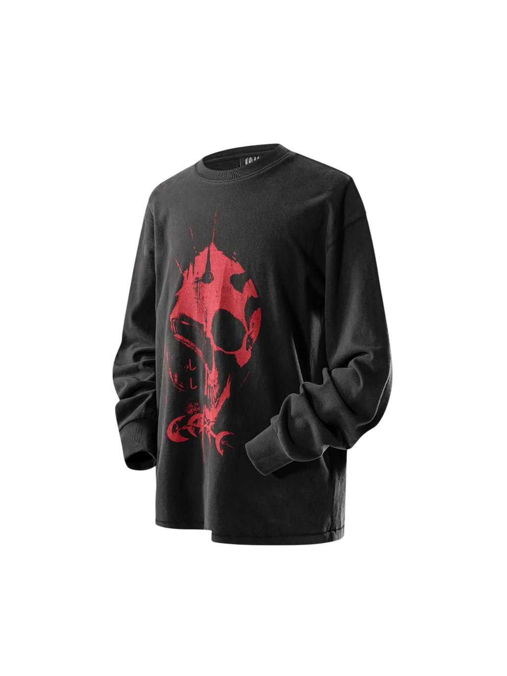 TBHNP Luminous Dawn knight and ghost print long-sleeve tee — men's streetwear graphic tee