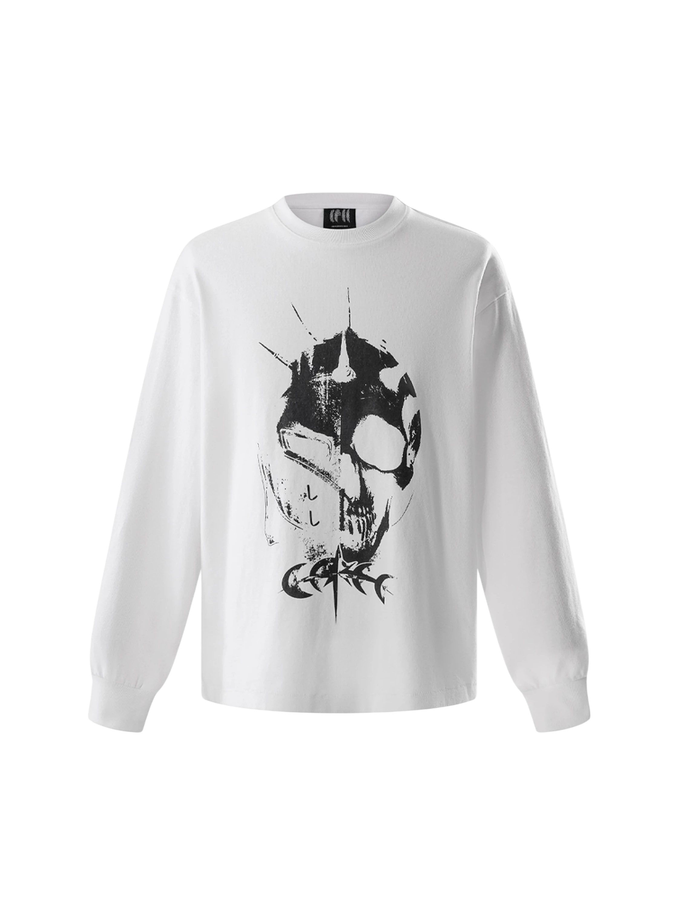 TBHNP Luminous Dawn knight and ghost print long-sleeve tee — men's streetwear graphic tee