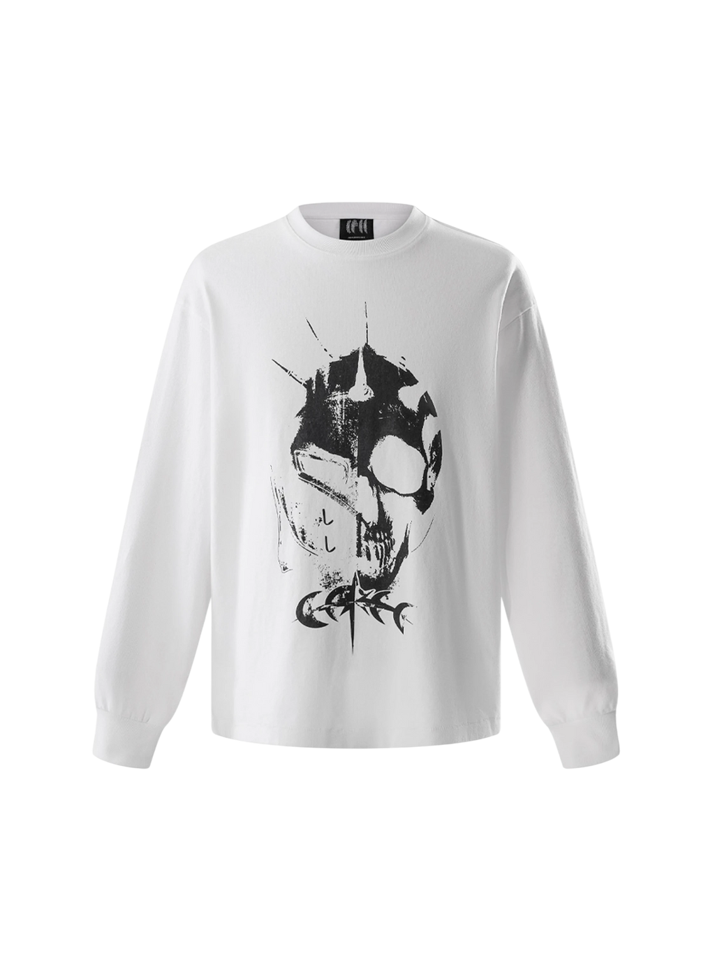 TBHNP Luminous Dawn knight and ghost print long-sleeve tee — men's streetwear graphic tee