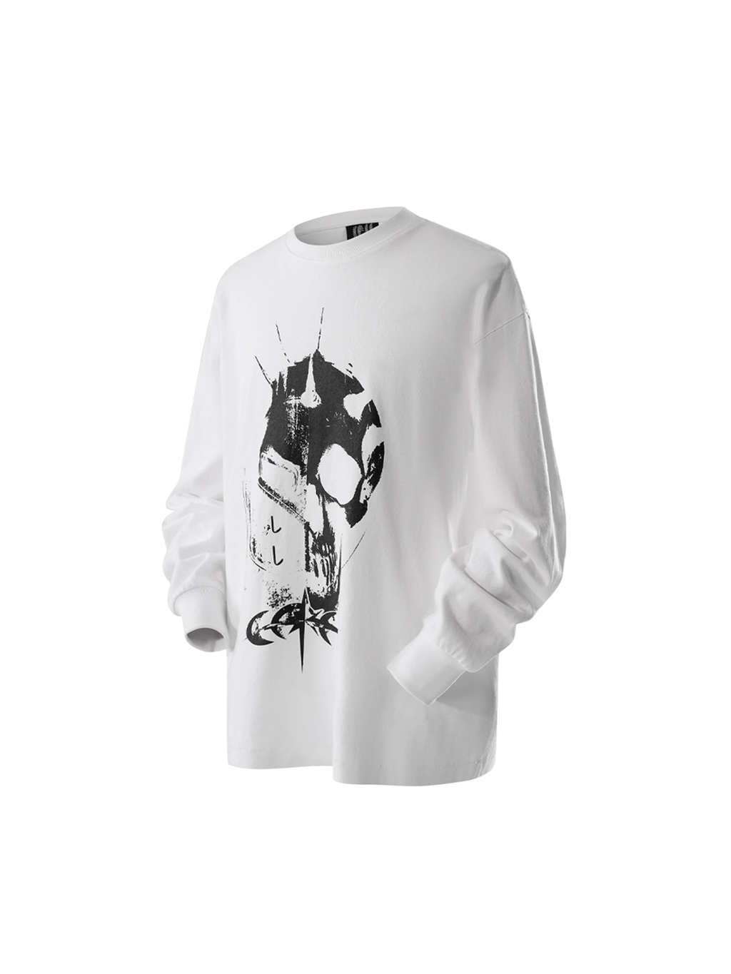 TBHNP Luminous Dawn knight and ghost print long-sleeve tee — men's streetwear graphic tee