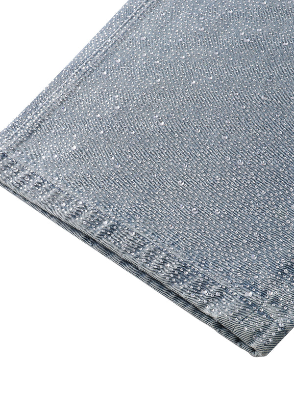 LUMINOUS DAWN RHINESTONE PEARL MESH JEANS