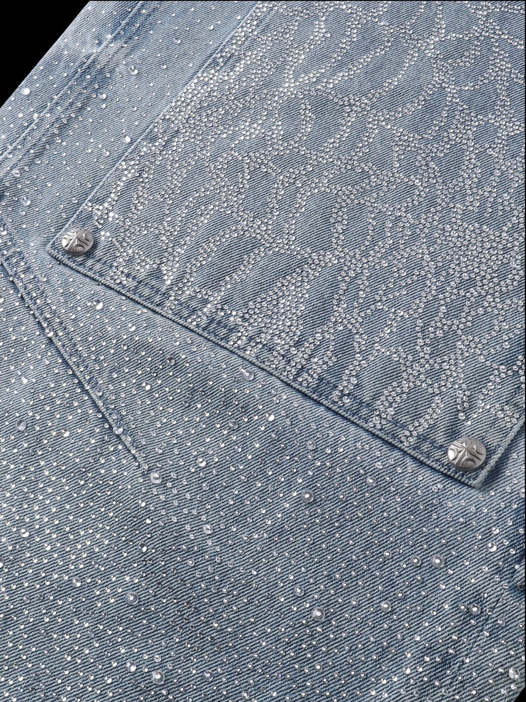 LUMINOUS DAWN RHINESTONE PEARL WIDE-LEG JEANS