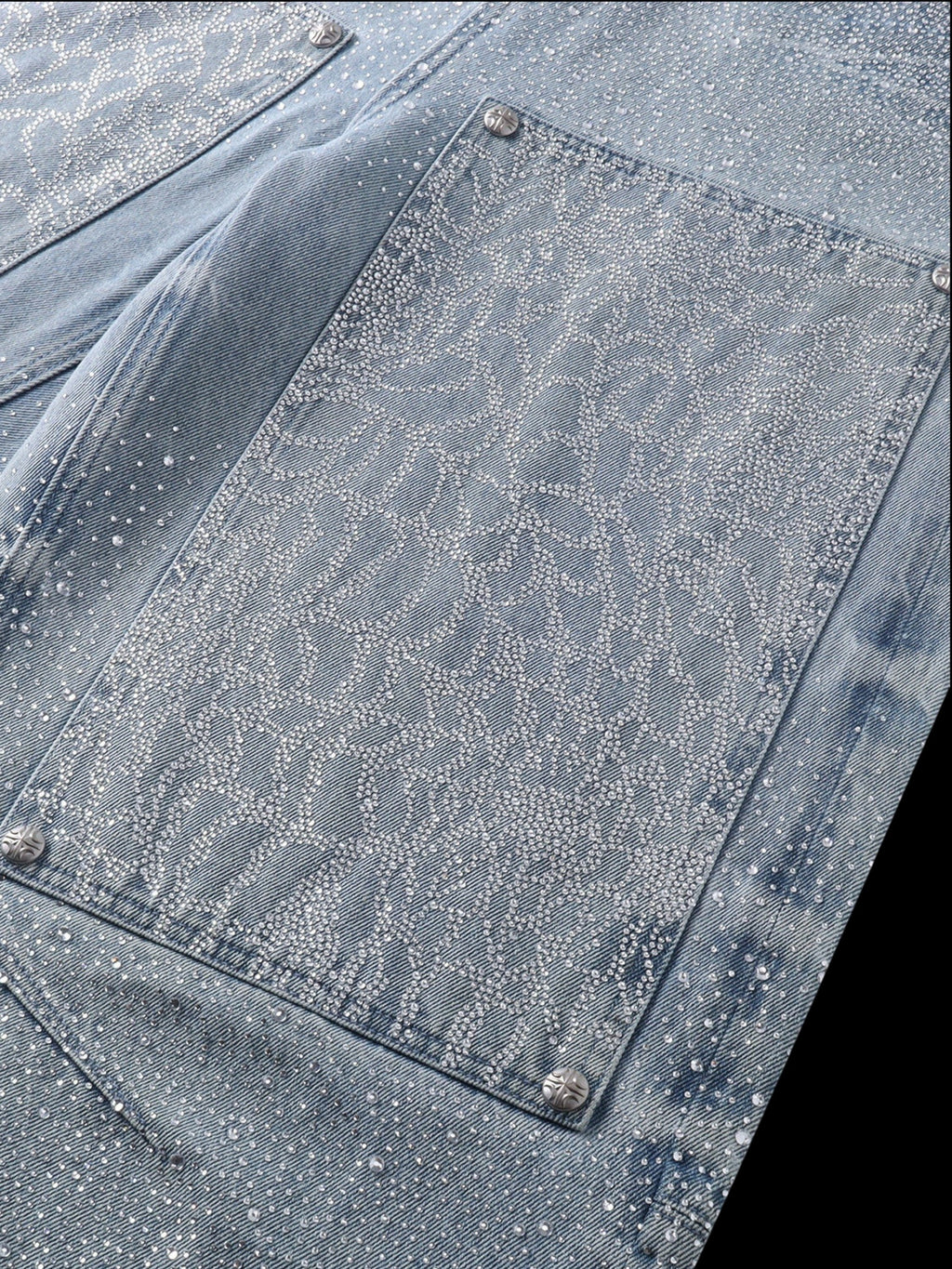 LUMINOUS DAWN RHINESTONE PEARL WIDE-LEG JEANS