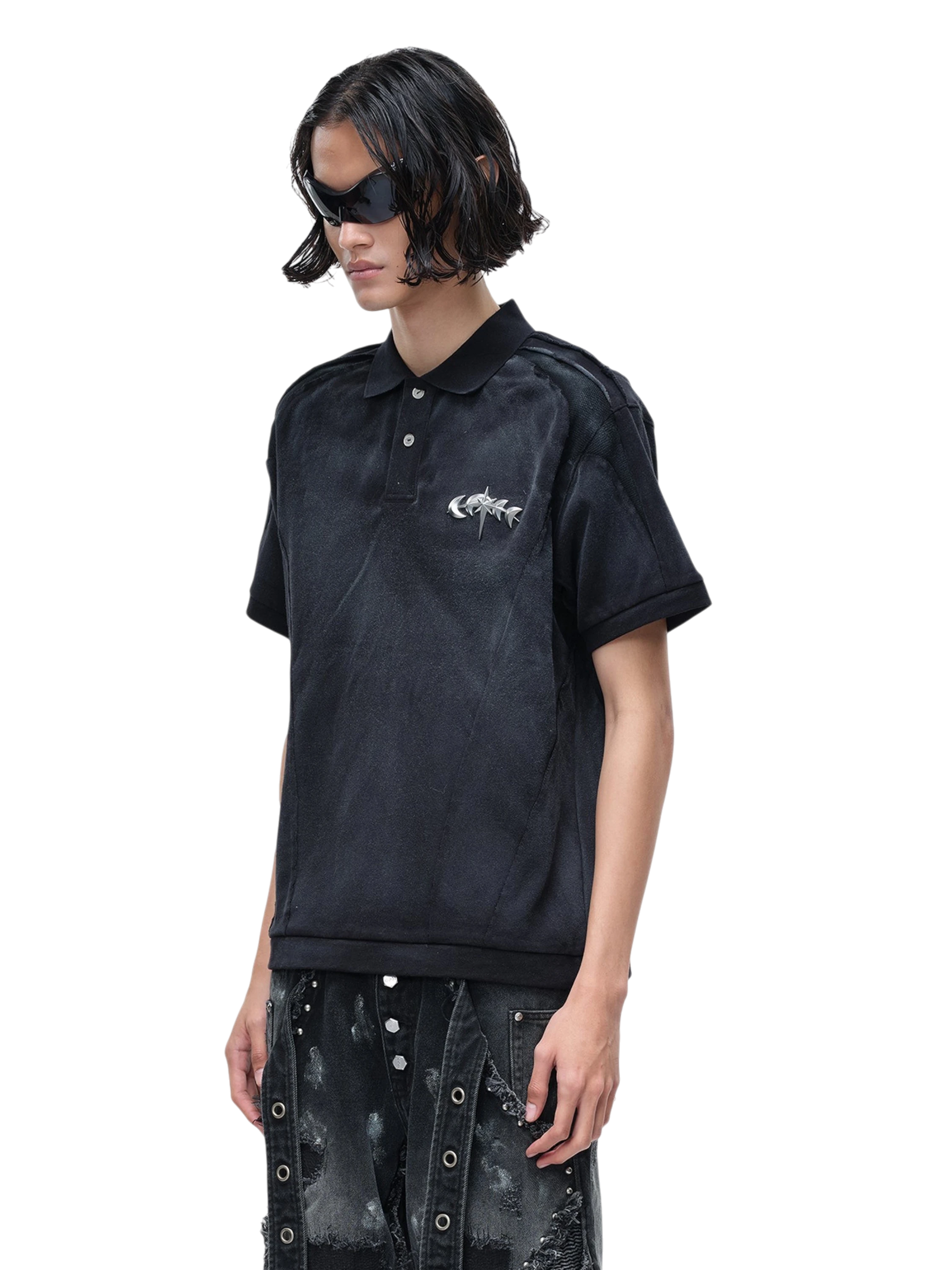 TBHNP Luminous Dawn structured seam polo shirt — men's streetwear short-sleeve polo
