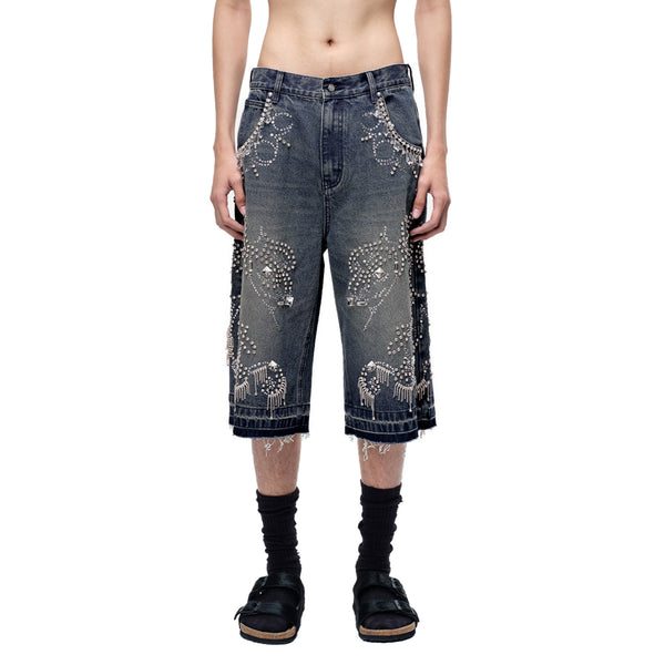 LUMINOUS DAWN RHINESTONE CROPPED JEANS
