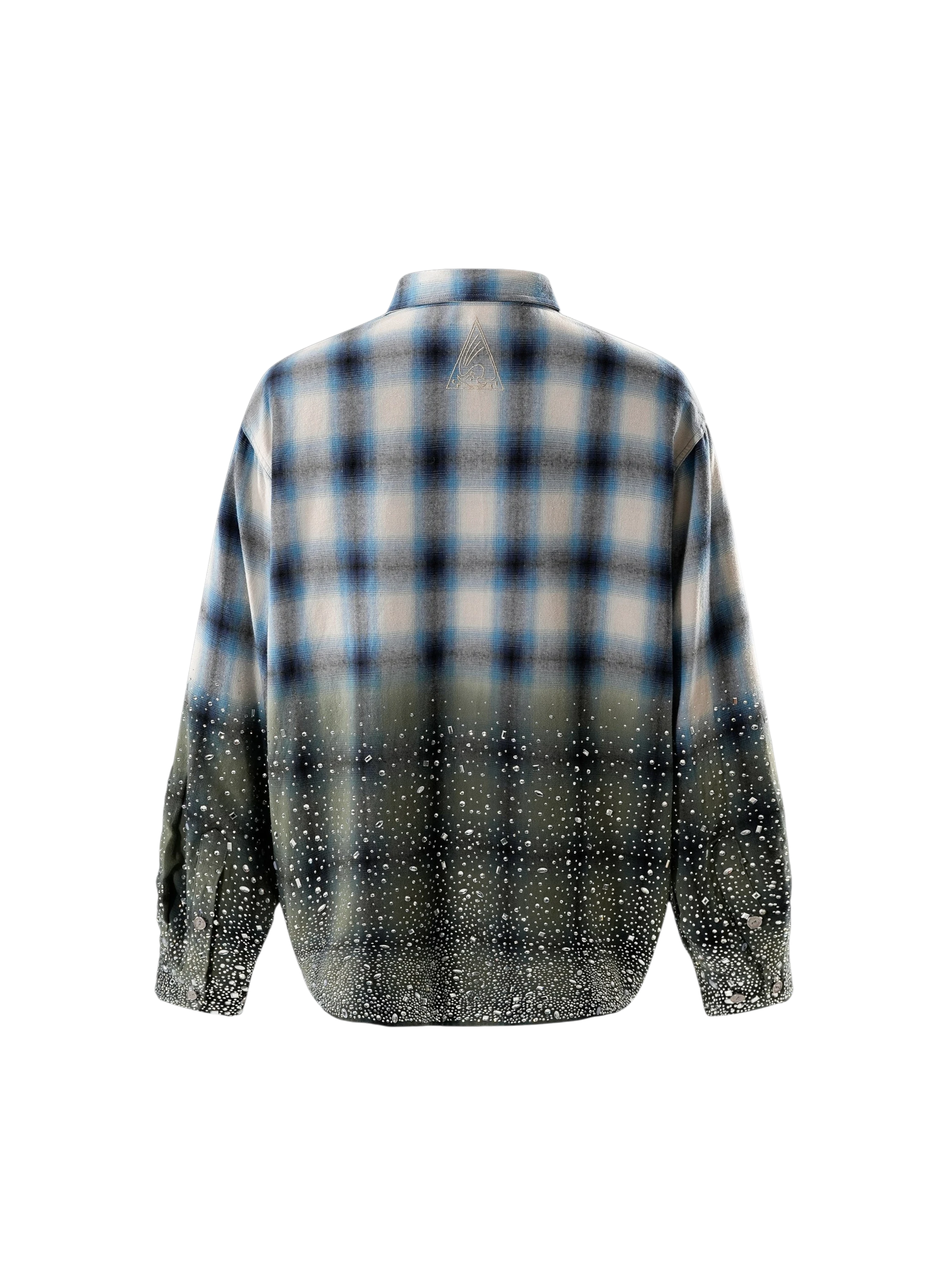 TBHNP Disciple Double Saint rhinestone plaid flannel shirt — men's gothic streetwear button-up