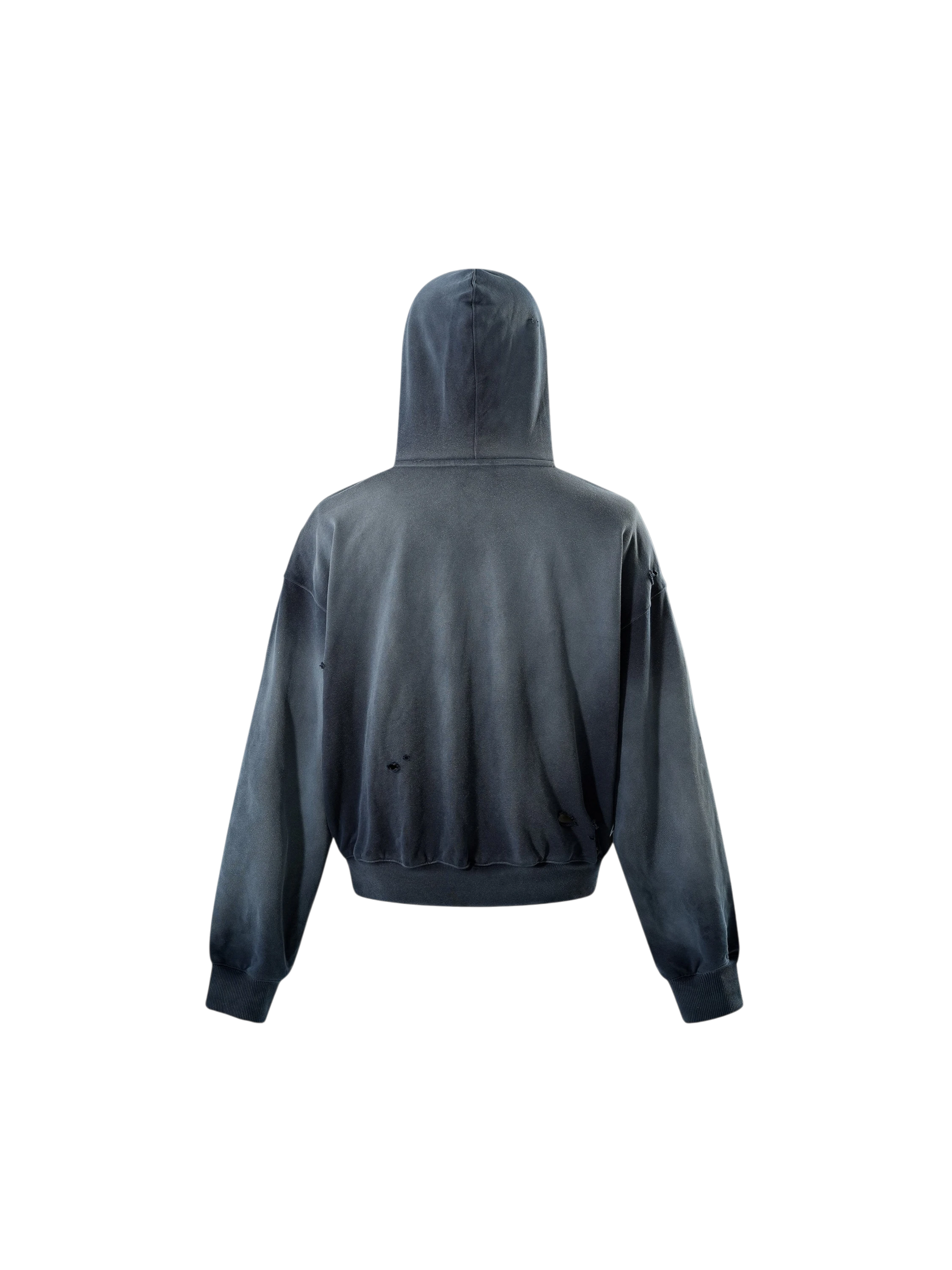 TBHNP Disciple slash-destroyed printed hoodie, blue-grey — men's streetwear hoodie