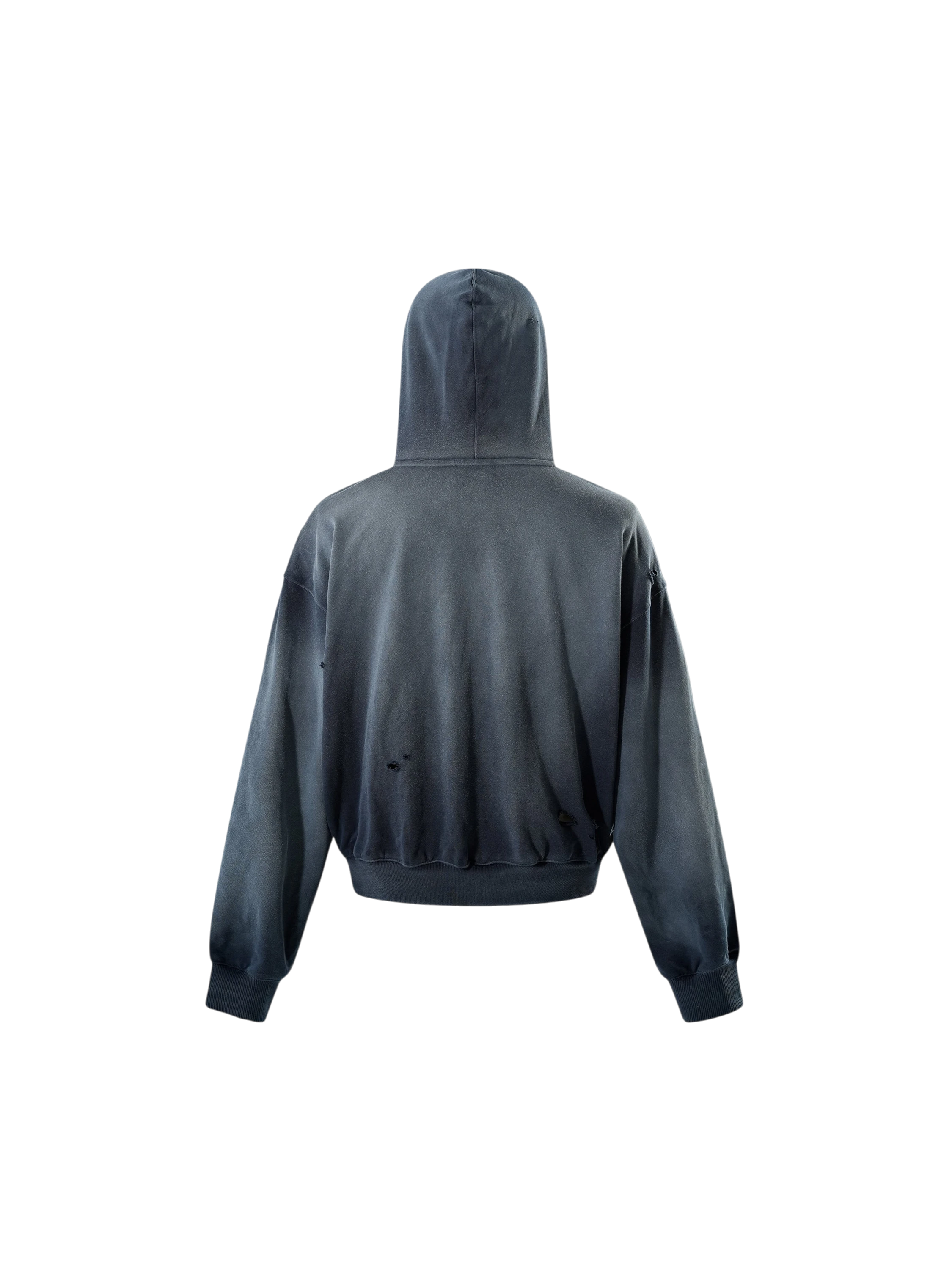TBHNP Disciple slash-destroyed printed hoodie, blue-grey — men's streetwear hoodie