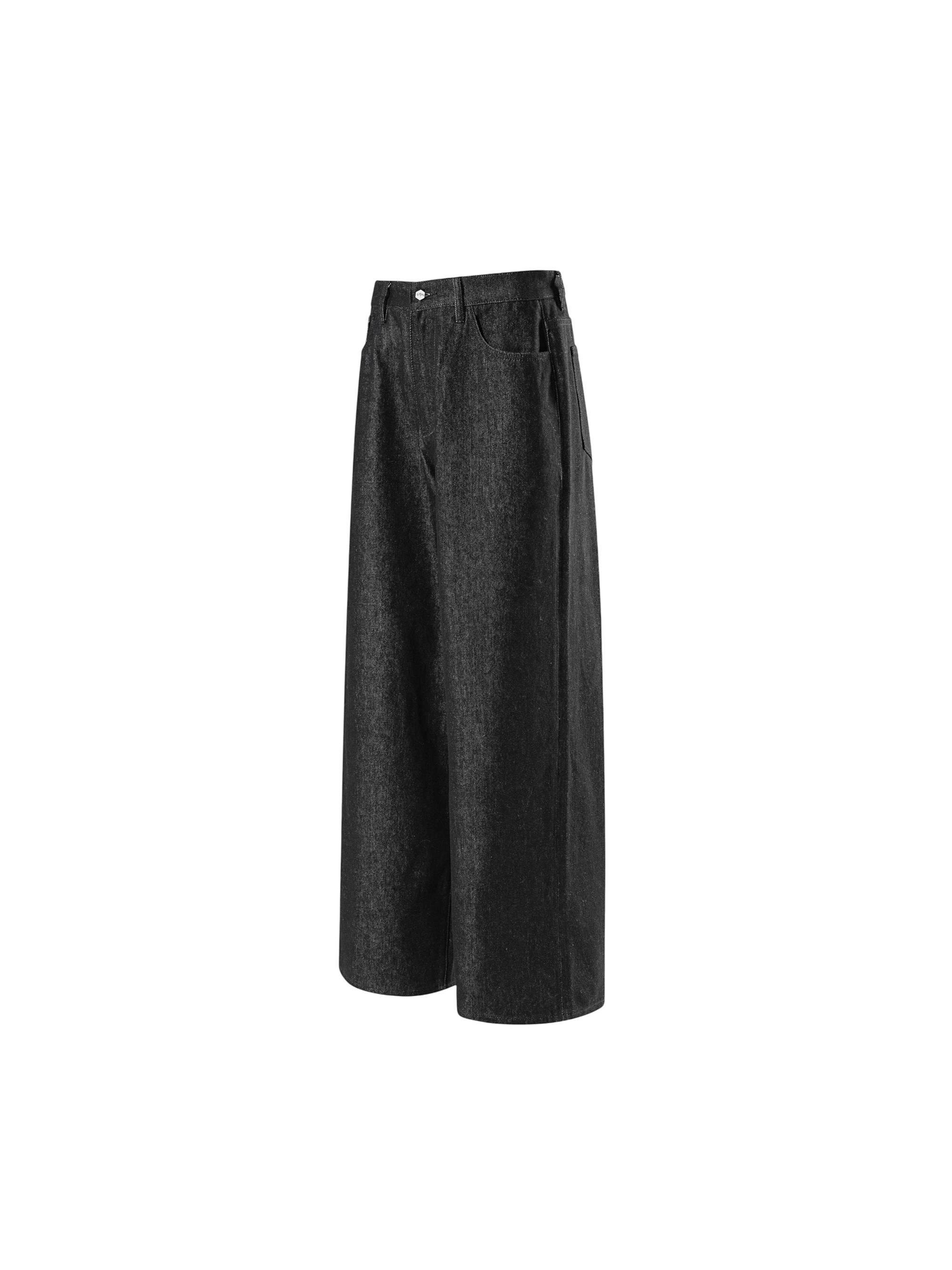 TBHNP Luminous Dawn coated baggy wide-leg jeans, black — men's streetwear denim
