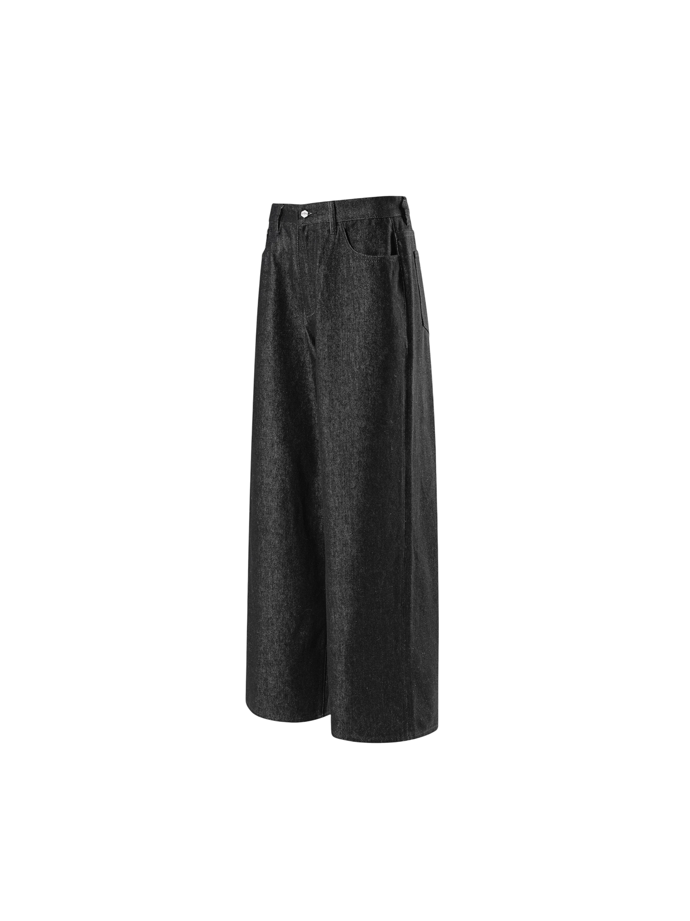 TBHNP Luminous Dawn coated baggy wide-leg jeans, black — men's streetwear denim
