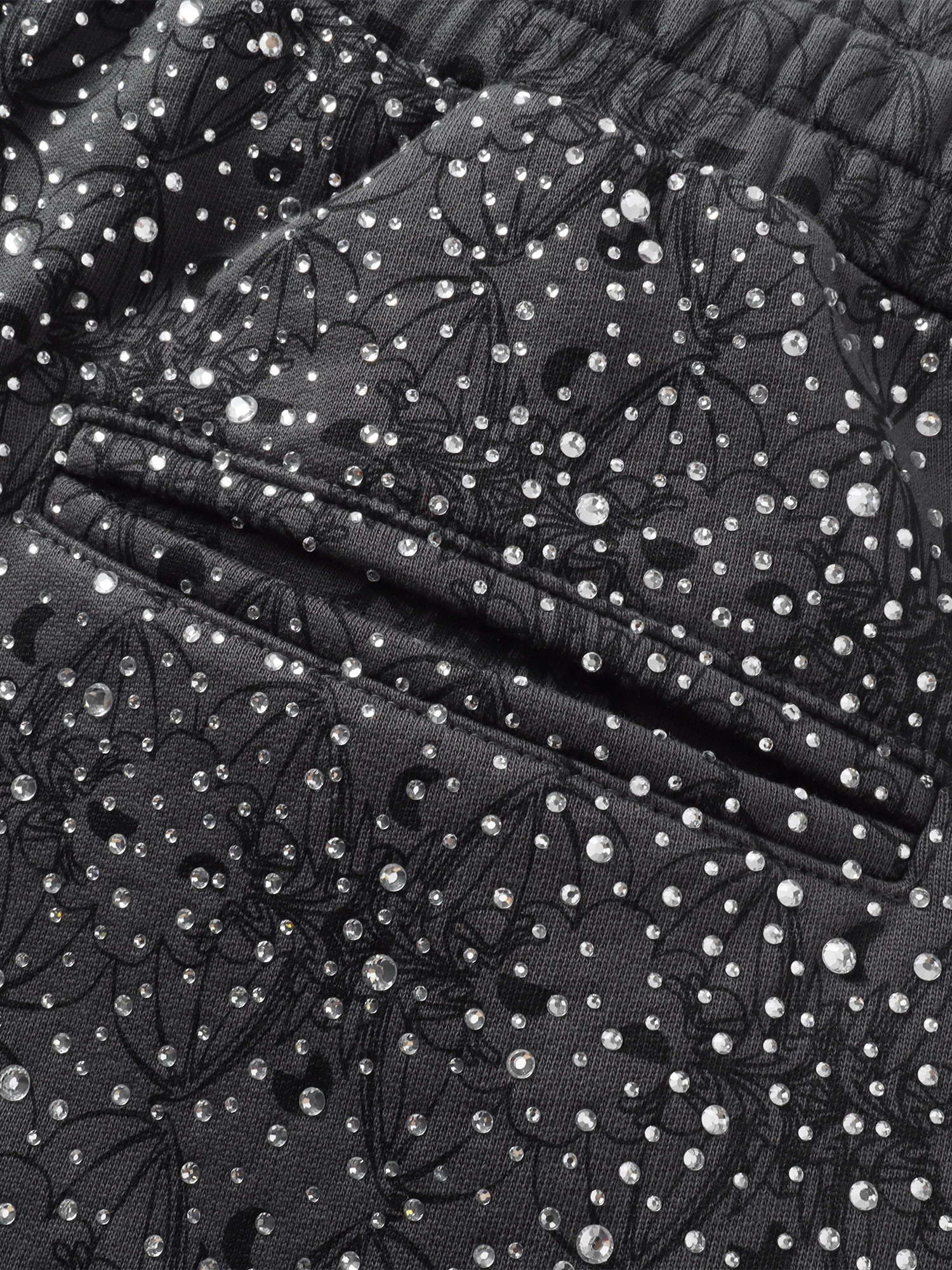 LUMINOUS DAWN DARK PATTERN RHINESTONE PANTS