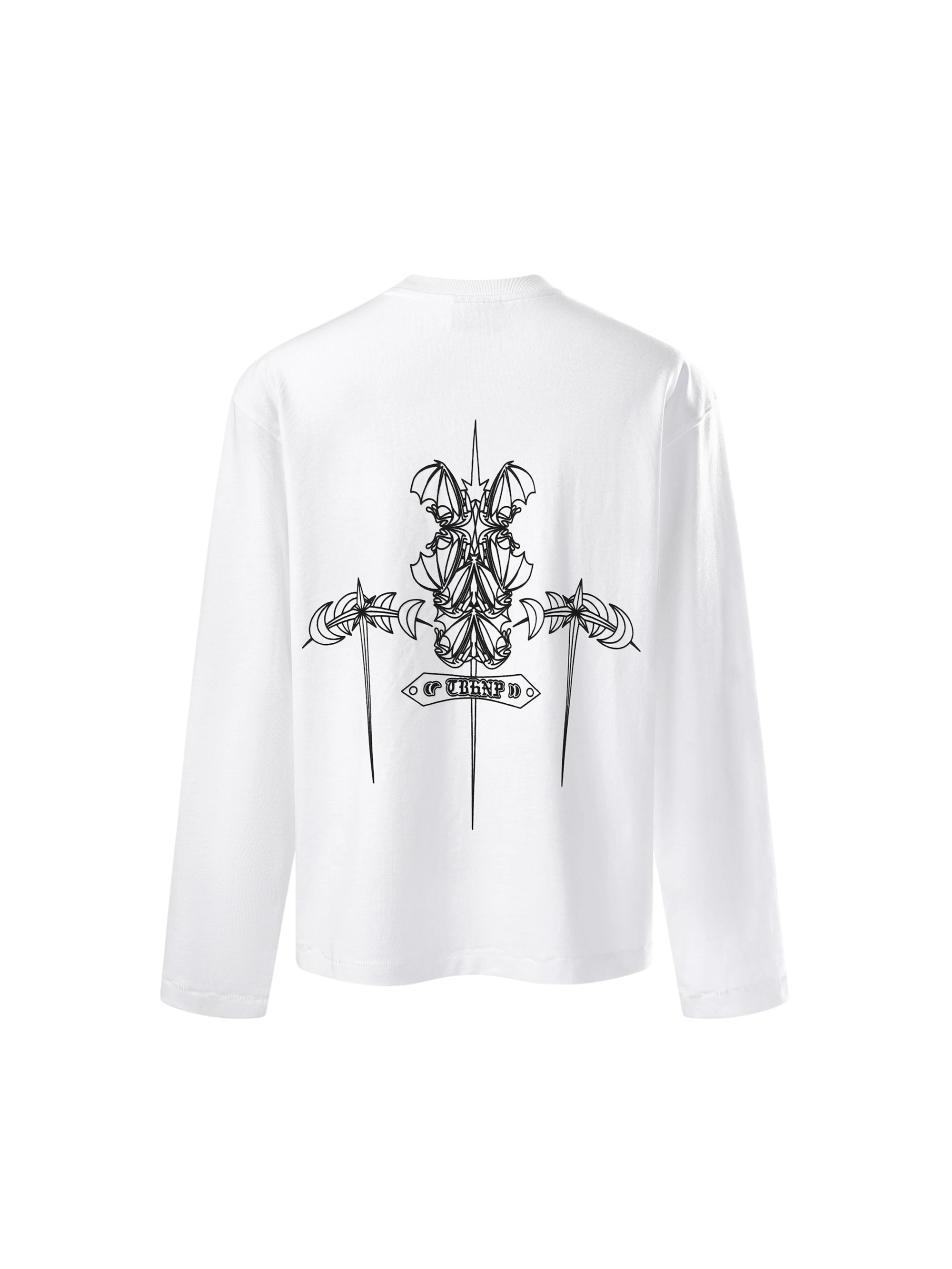 TBHNP Luminous Dawn flocked logo long-sleeve tee — men's streetwear graphic tee