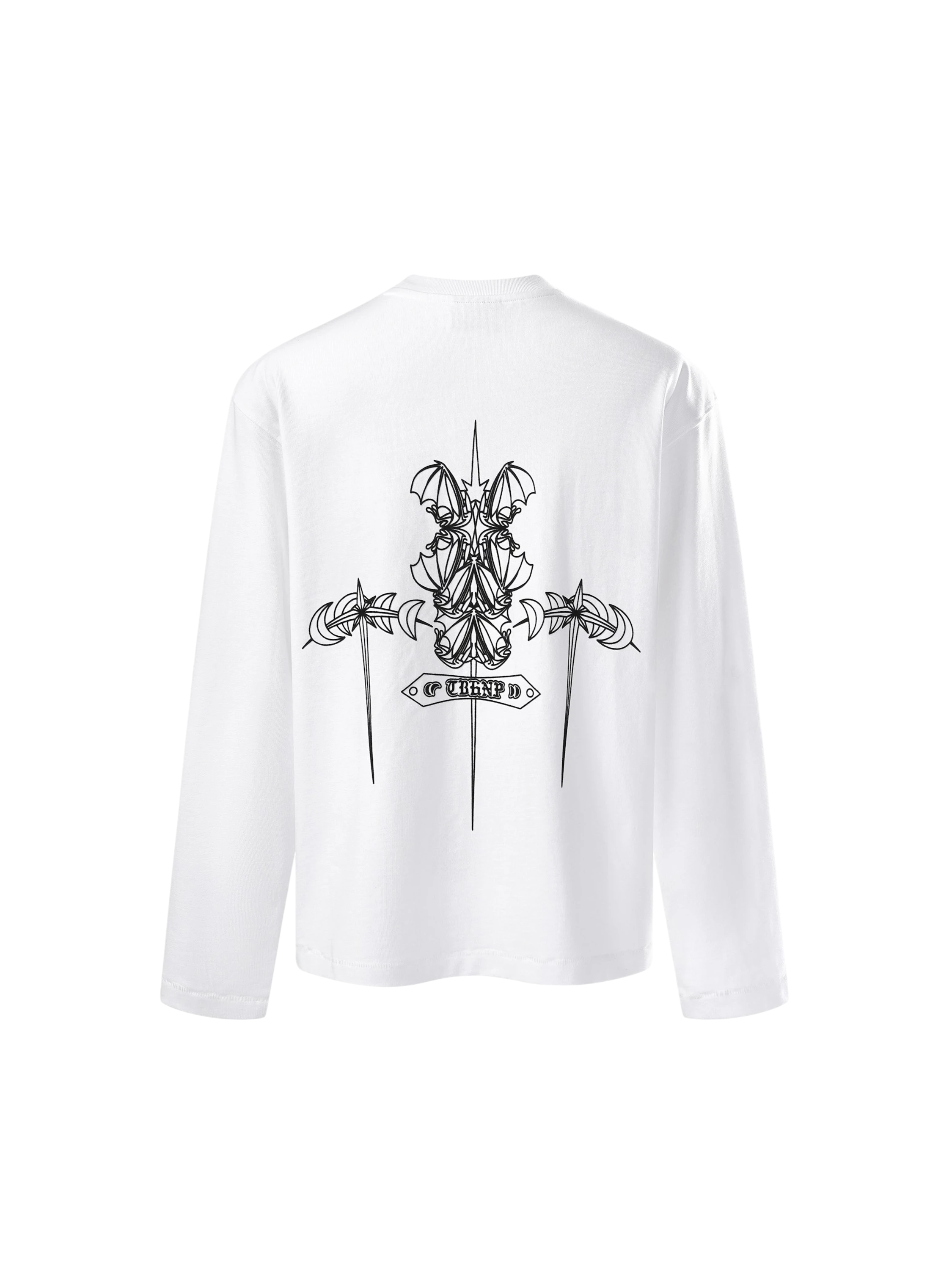 TBHNP Luminous Dawn flocked logo long-sleeve tee — men's streetwear graphic tee