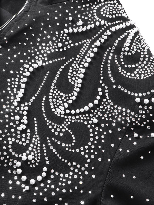 LUMINOUS DAWN PEARL RHINESTONE ZIP JACKET