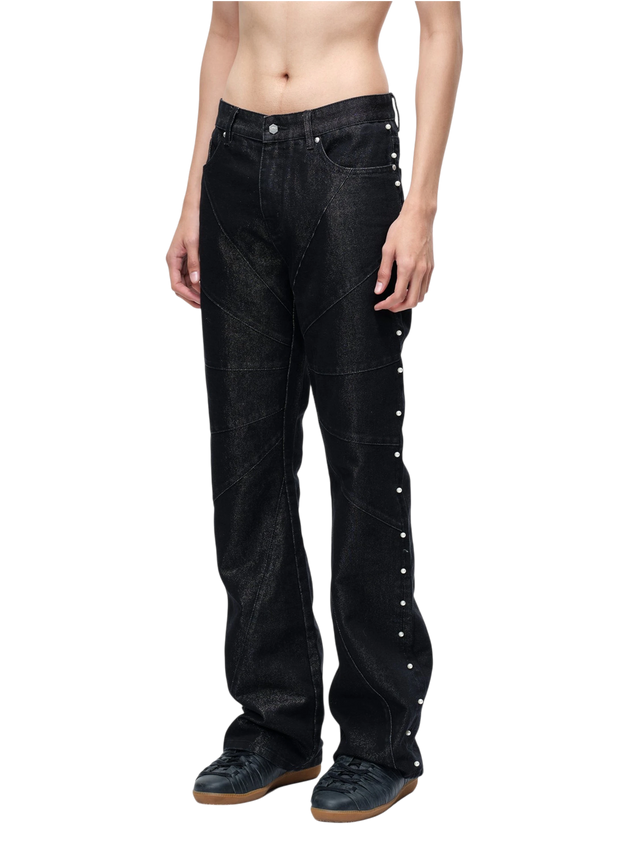 ASTRAL LOGO COATED FLARE JEANS