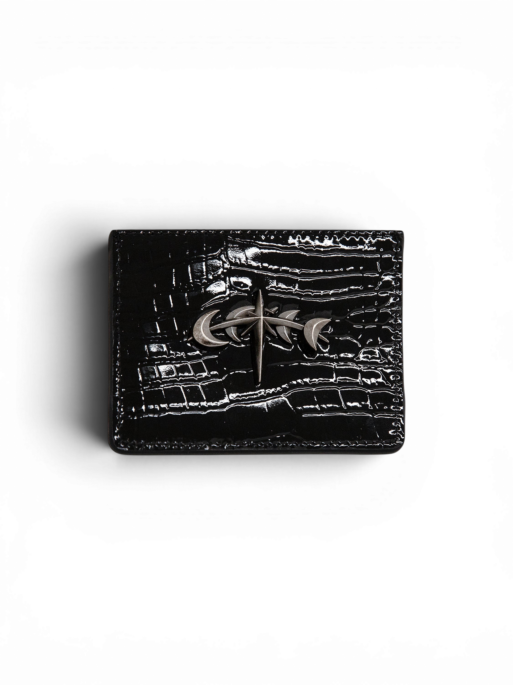 TBHNP Luminous Dawn full-grain leather card holder, black — gothic streetwear accessory