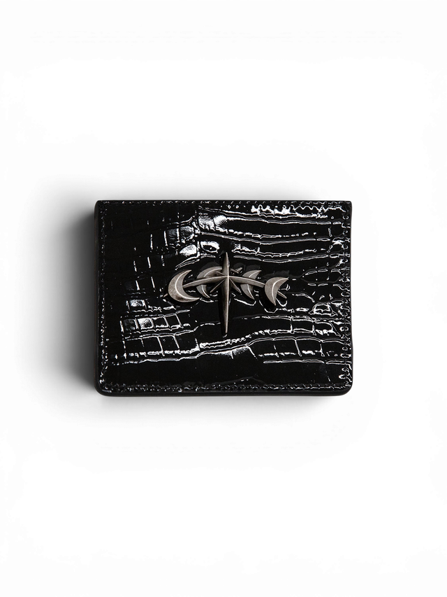 LUMINOUS DAWN CROC LEATHER CARD HOLDER