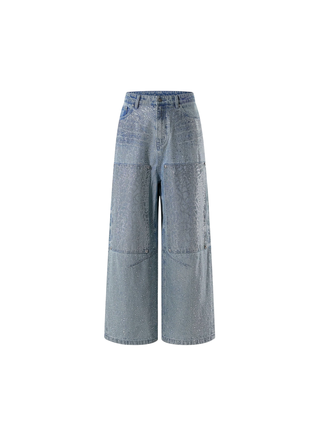LUMINOUS DAWN RHINESTONE PEARL WIDE-LEG JEANS