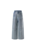 LUMINOUS DAWN RHINESTONE PEARL WIDE-LEG JEANS