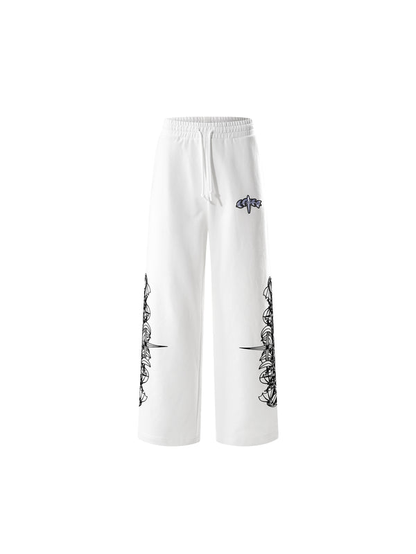 LUMINOUS DAWN ASTRAL LOGO FLOCKED PANTS