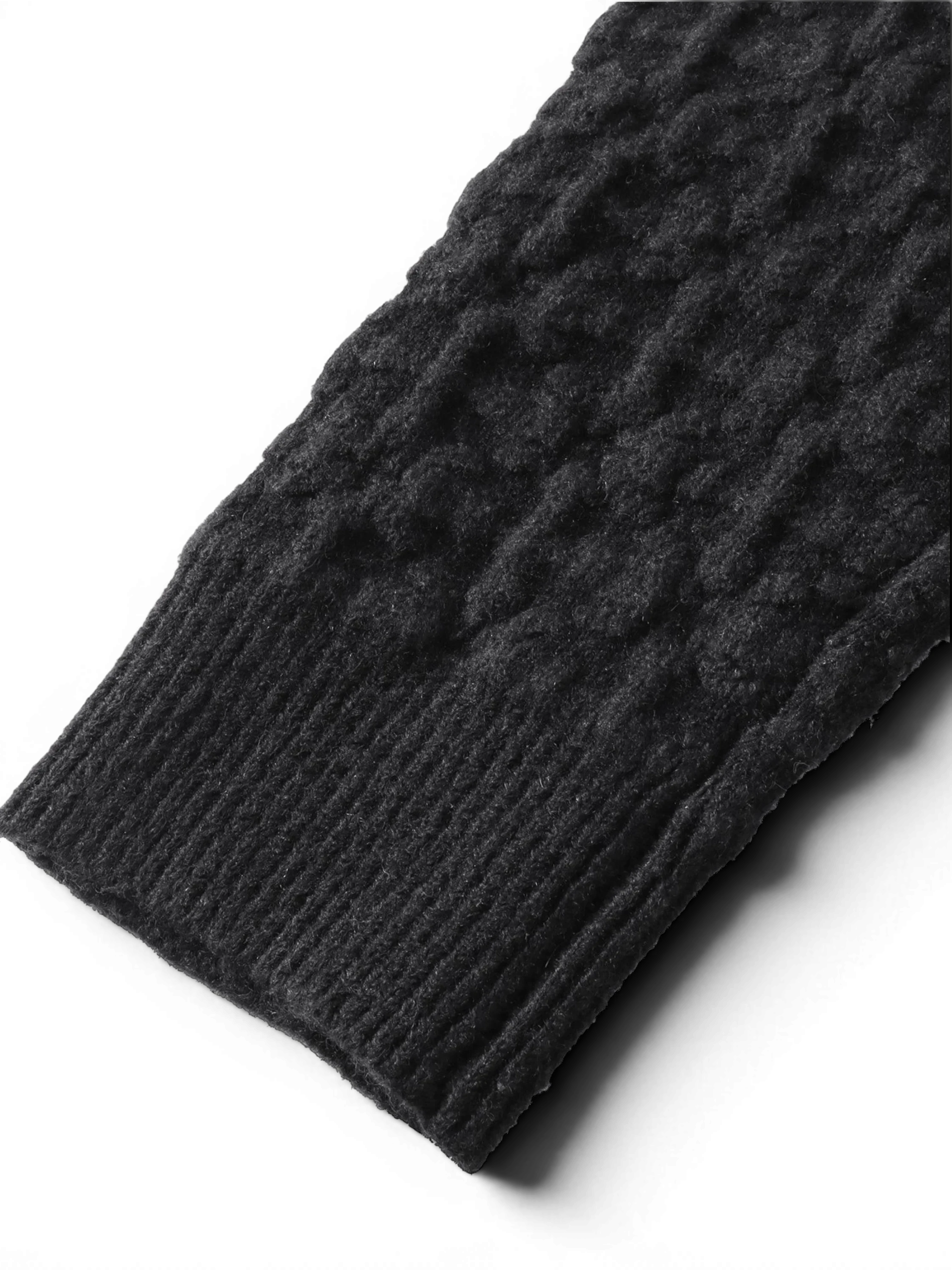 TBHNP Luminous Dawn rhinestone cable-knit cardigan, black — men's streetwear knitwear