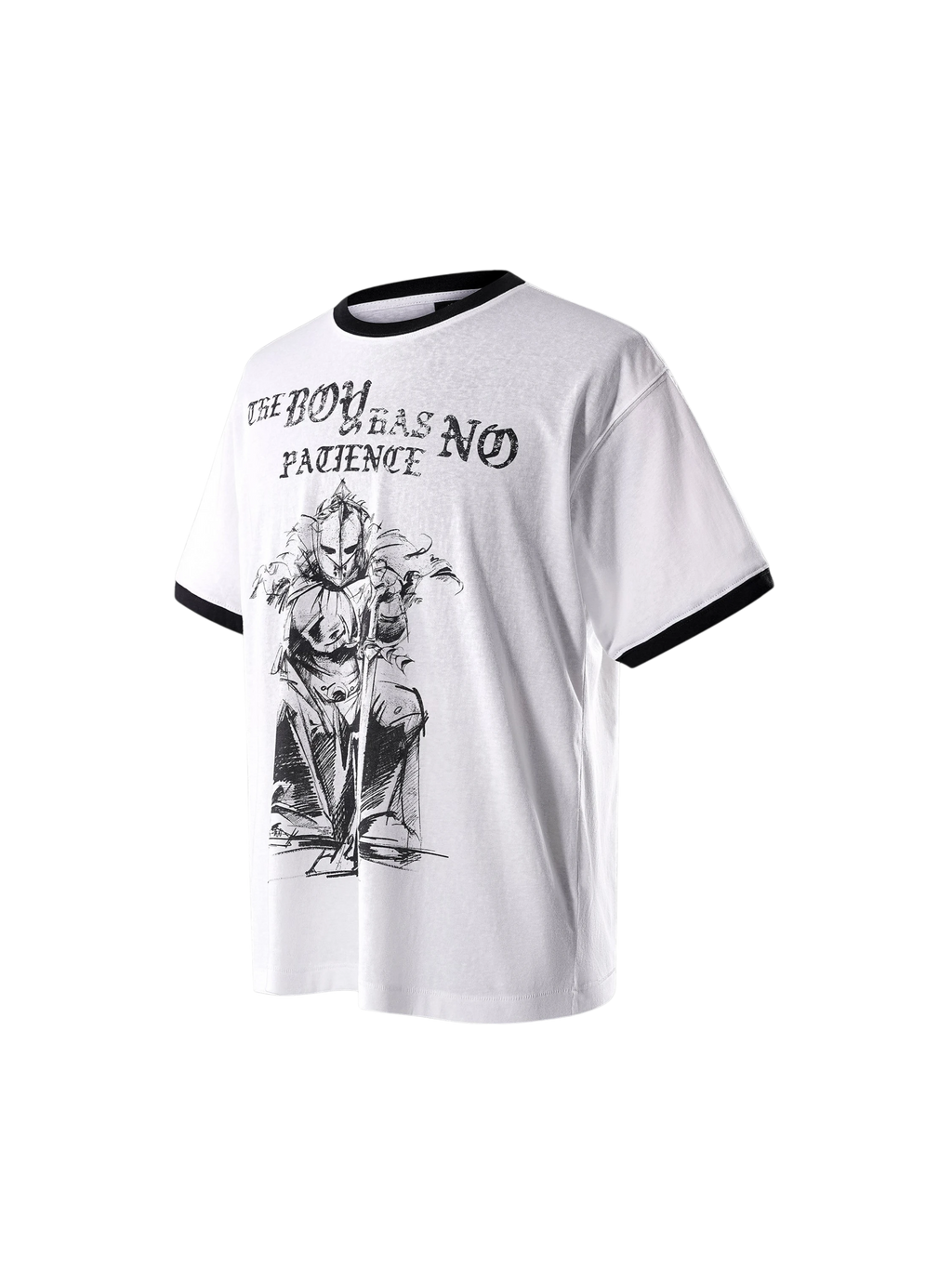 TBHNP Luminous Dawn sketch knight rhinestone ringer tee — men's streetwear graphic tee