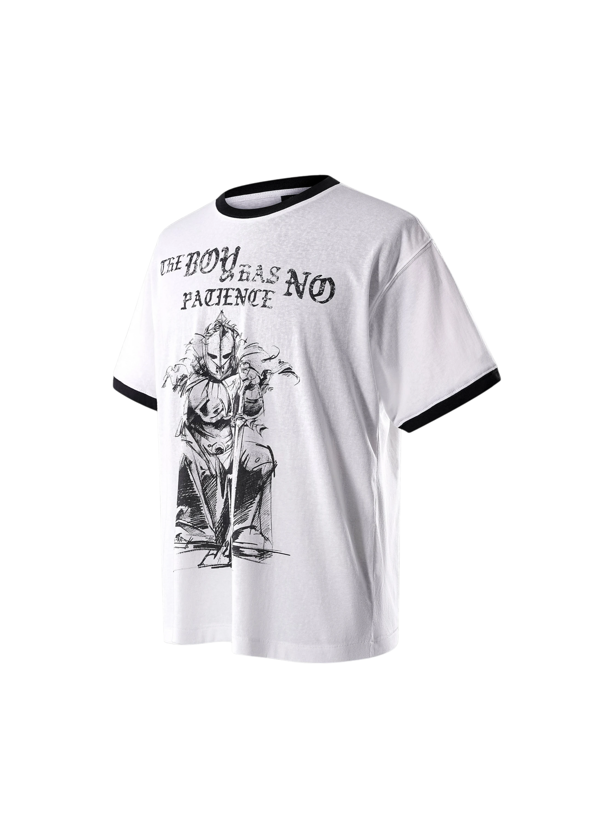 TBHNP Luminous Dawn sketch knight rhinestone ringer tee — men's streetwear graphic tee