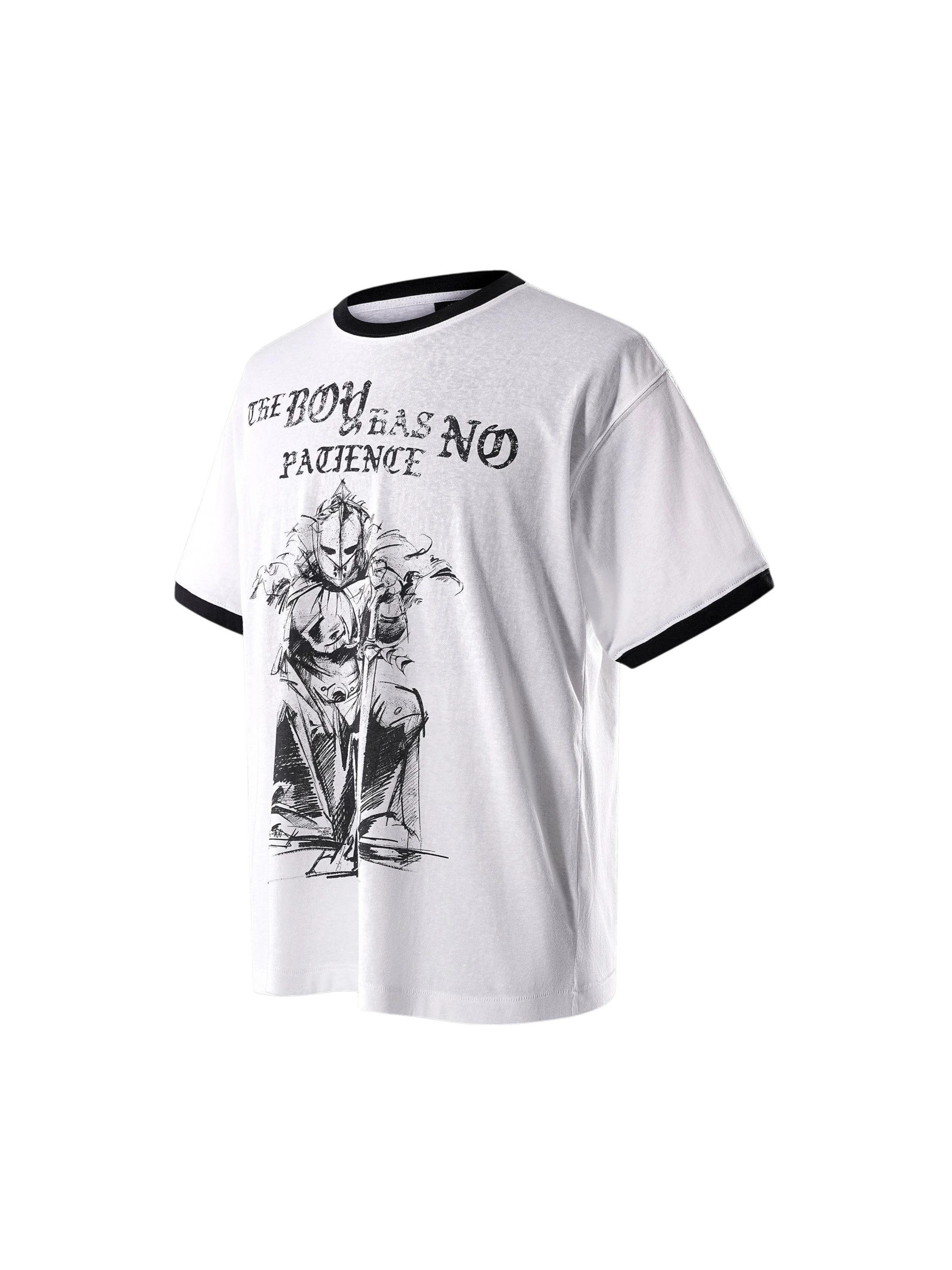 TBHNP Luminous Dawn sketch knight rhinestone ringer tee — men's streetwear graphic tee