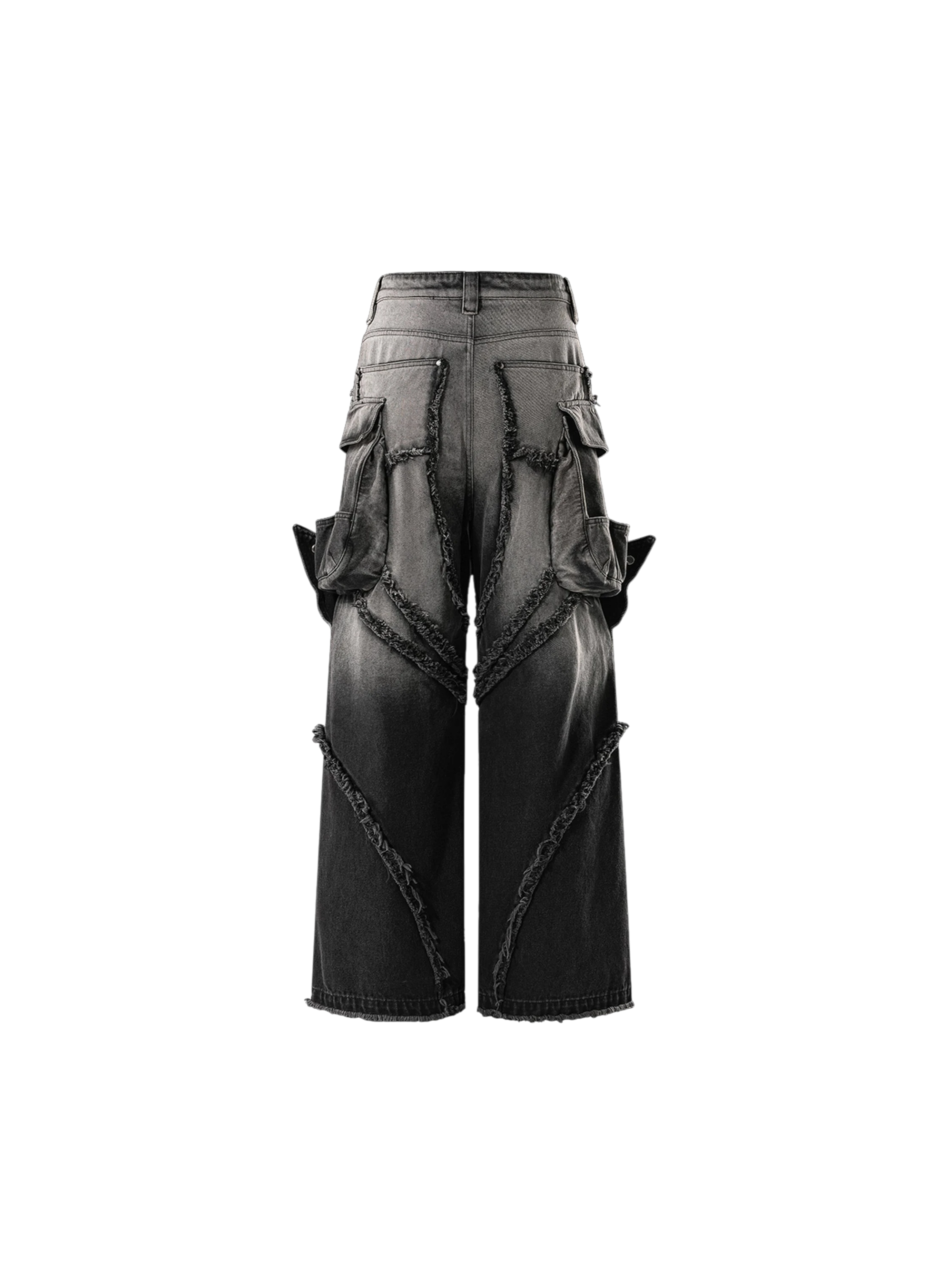 TBHNP Luminous Dawn sculpted bat flare jeans, black — men's streetwear denim
