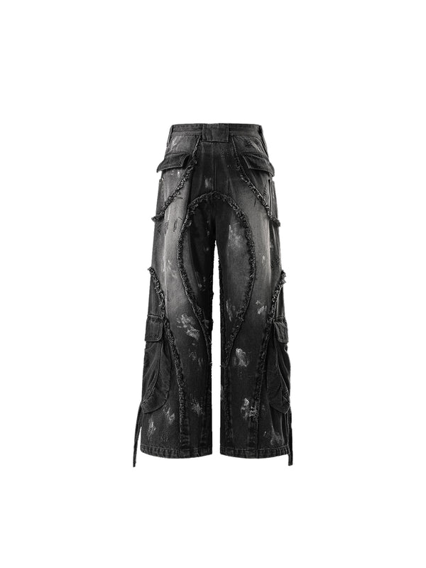 LUMINOUS DAWN RIVET RIBBON BAGGY JEANS