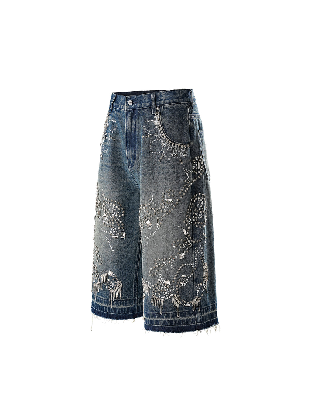 LUMINOUS DAWN RHINESTONE CROPPED JEANS