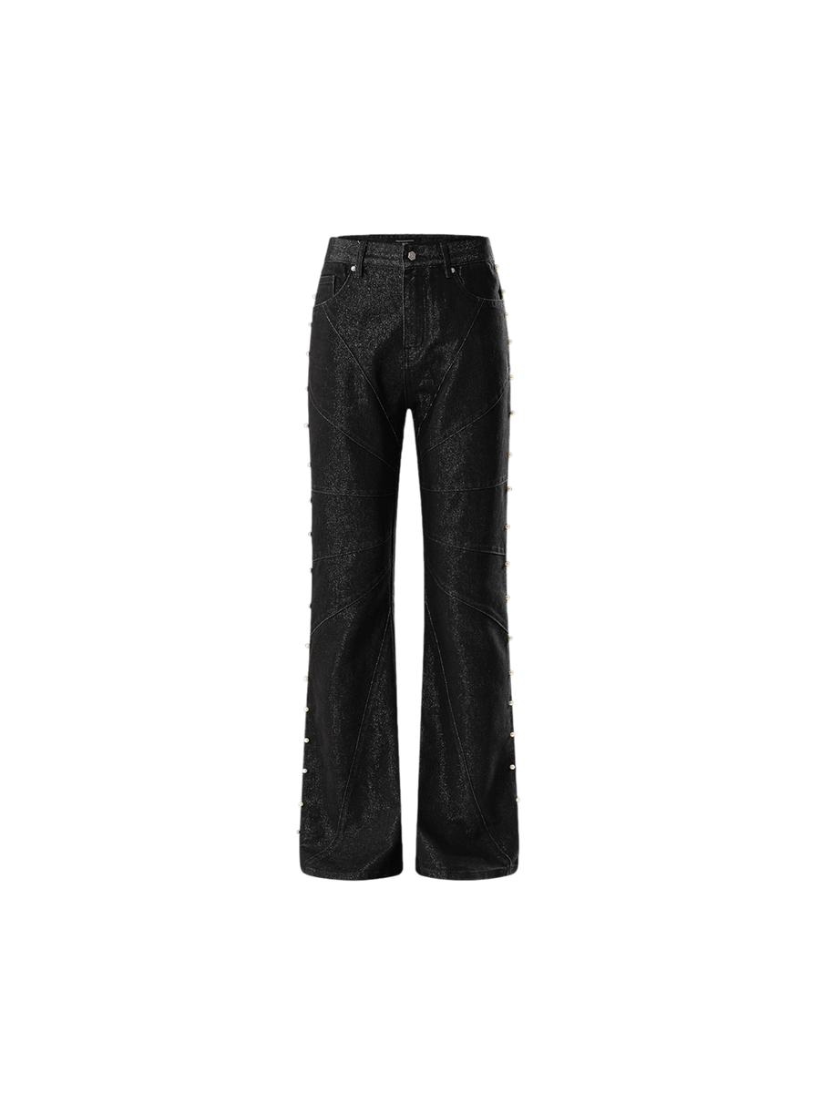 LUMINOUS DAWN ASTRAL LOGO COATED FLARE JEANS