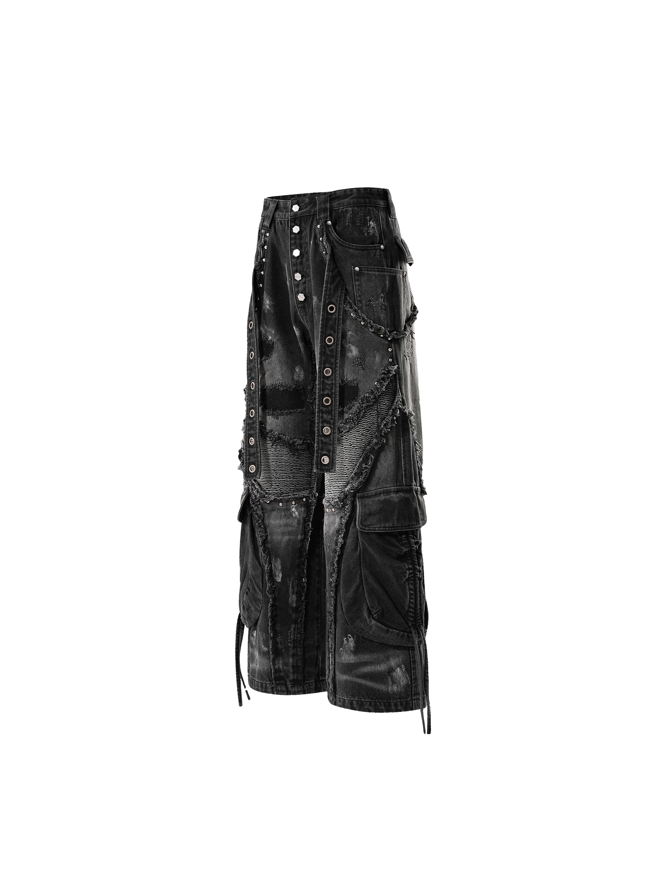 LUMINOUS DAWN RIVET RIBBON BAGGY JEANS